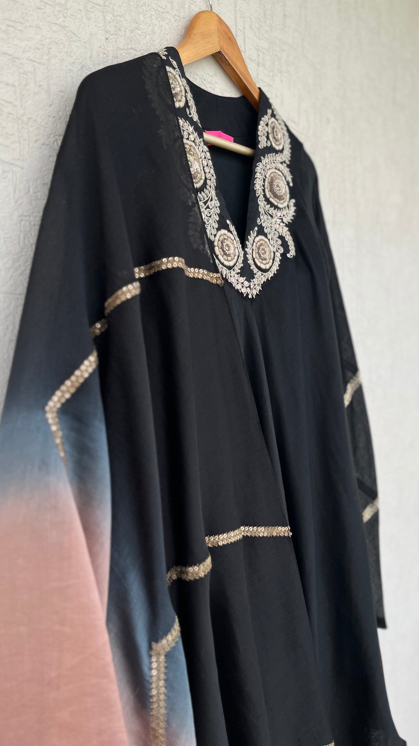 BLACK A- LINE KURTA AND GHARARA SET