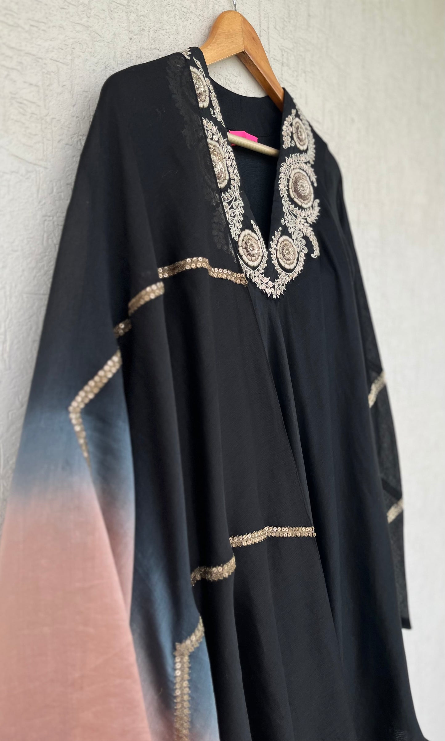 BLACK A- LINE KURTA AND GHARARA SET