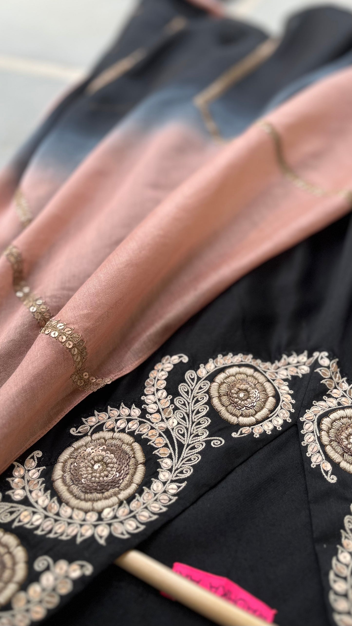 BLACK A- LINE KURTA AND GHARARA SET