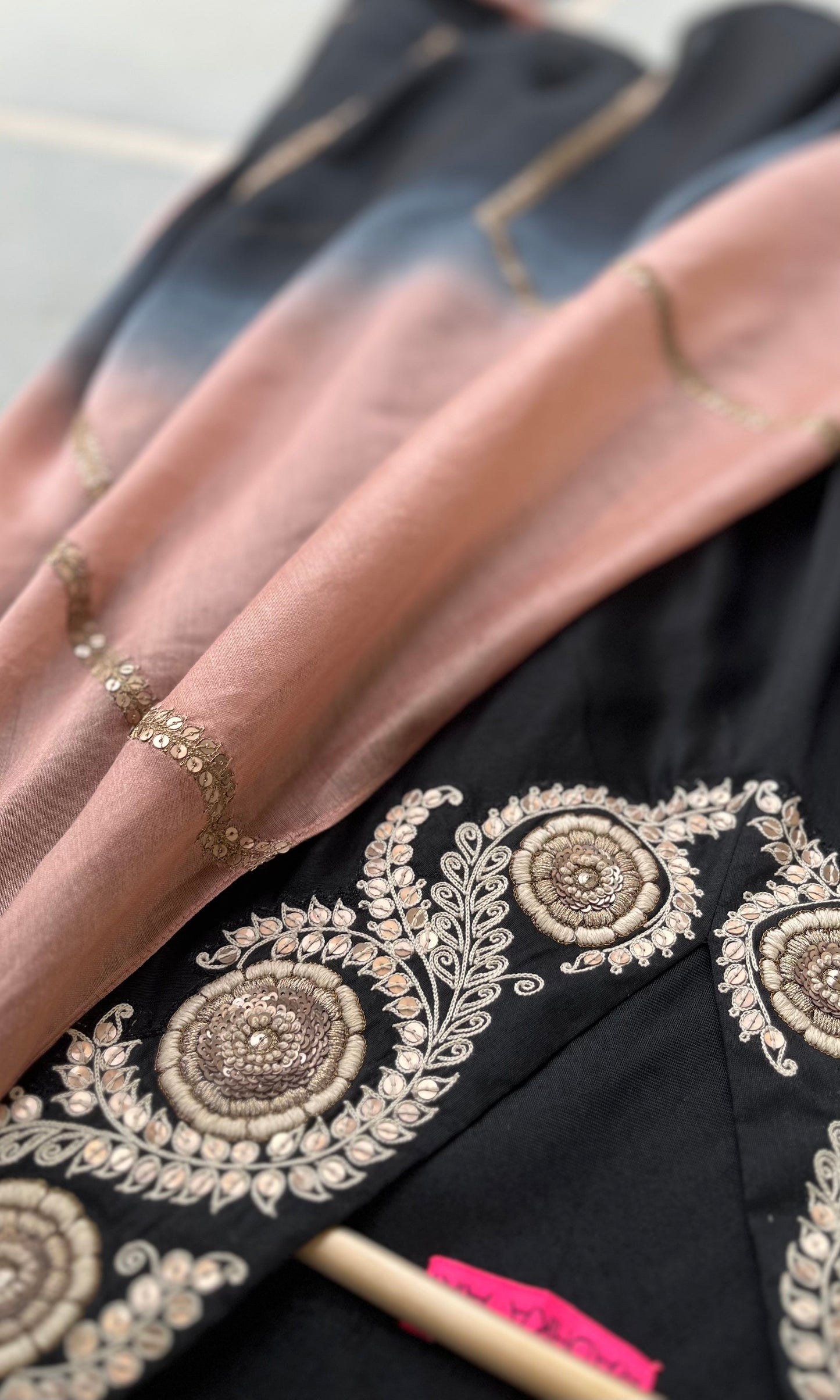 BLACK A- LINE KURTA AND GHARARA SET