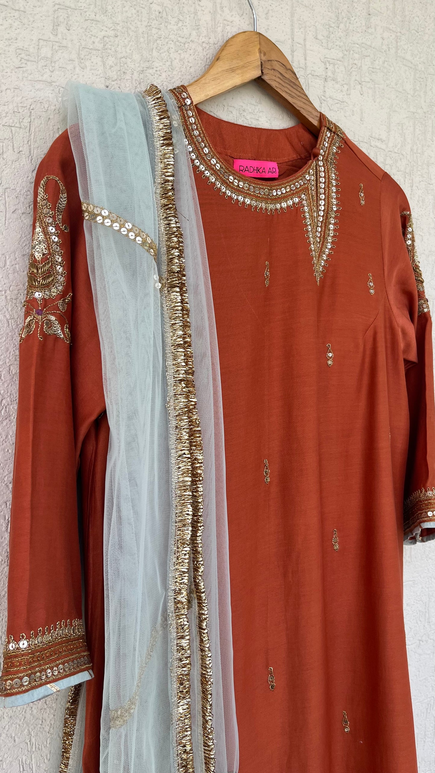 RUST STRAIGHT KURTA & PANTS SET