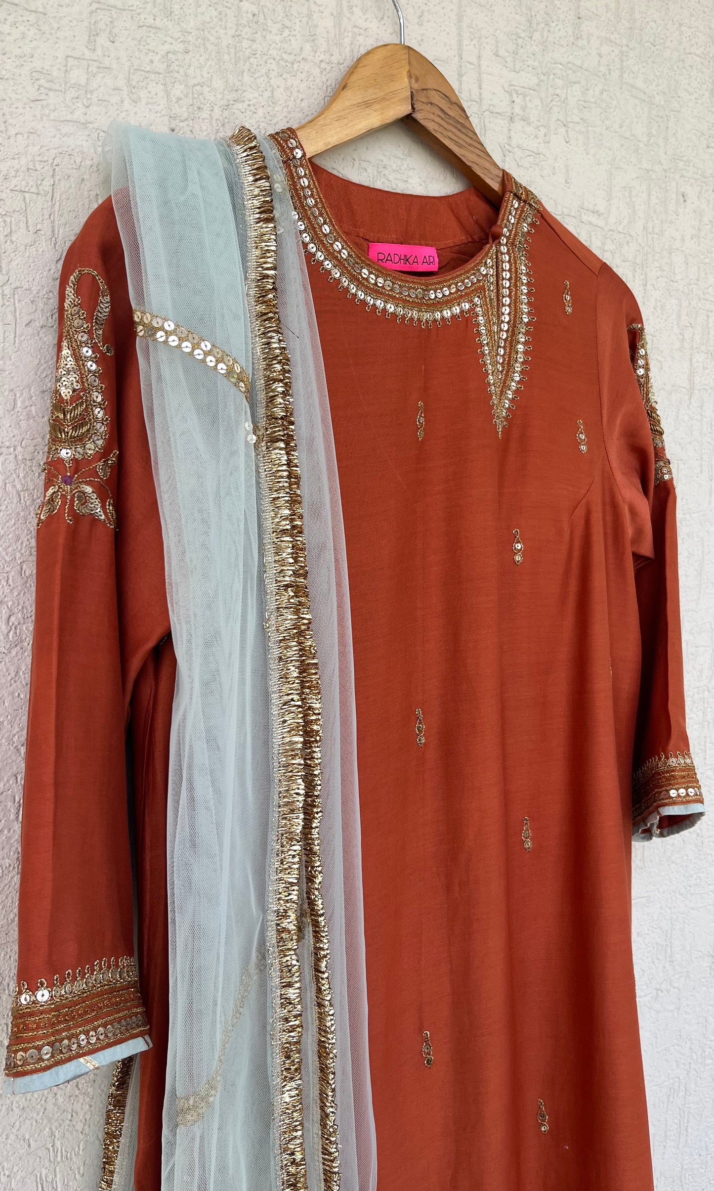 RUST STRAIGHT KURTA & PANTS SET