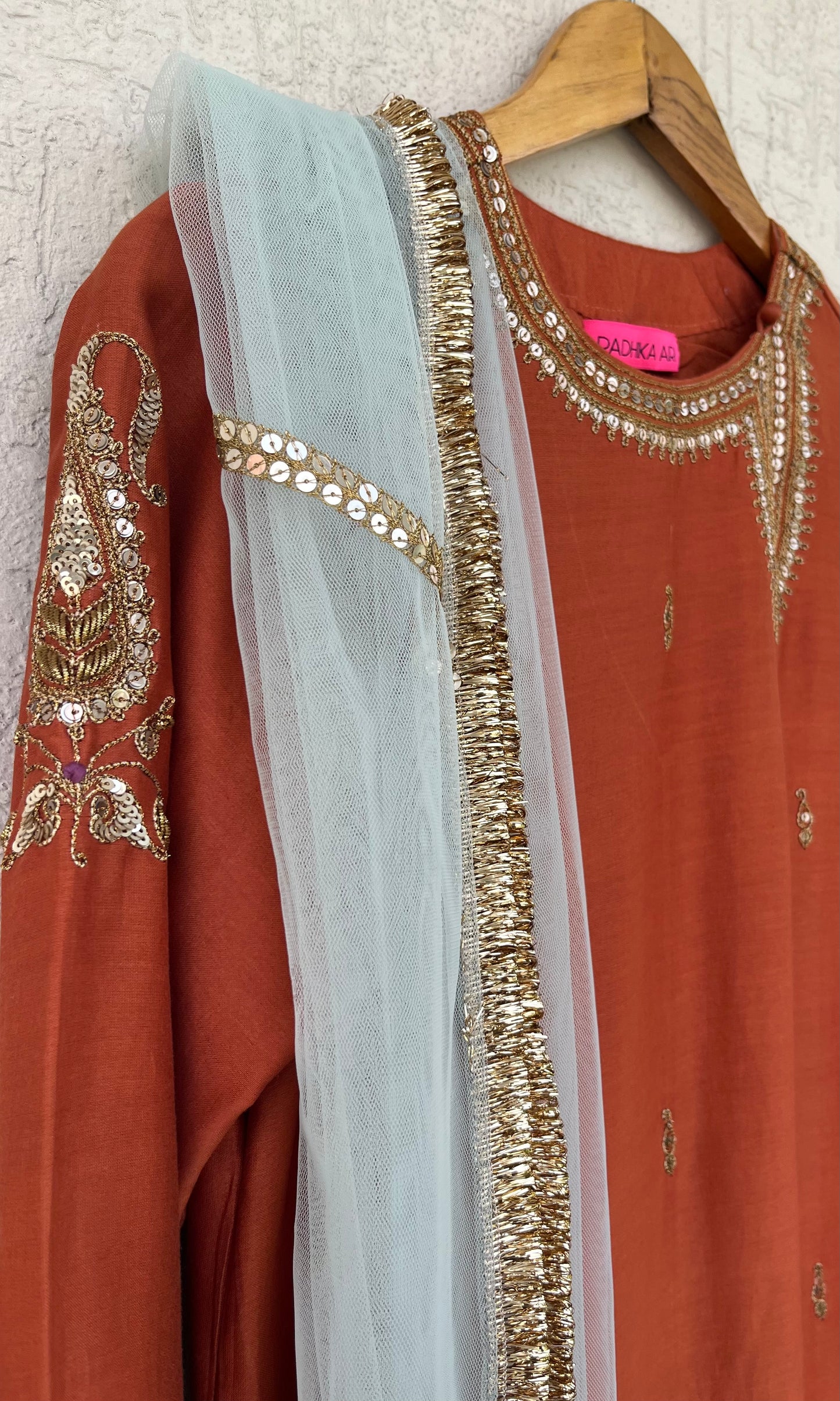 RUST STRAIGHT KURTA & PANTS SET