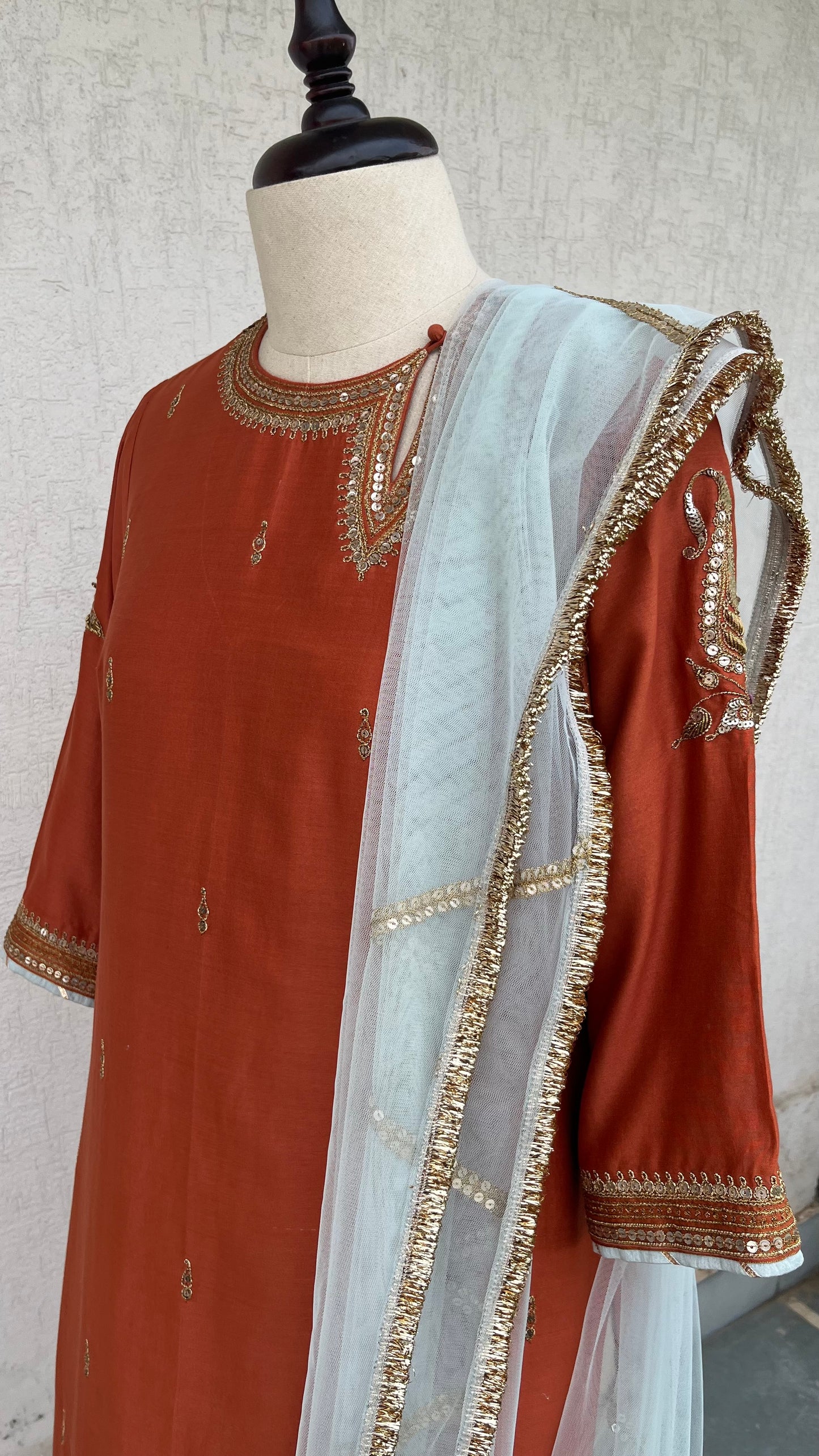 RUST STRAIGHT KURTA & PANTS SET