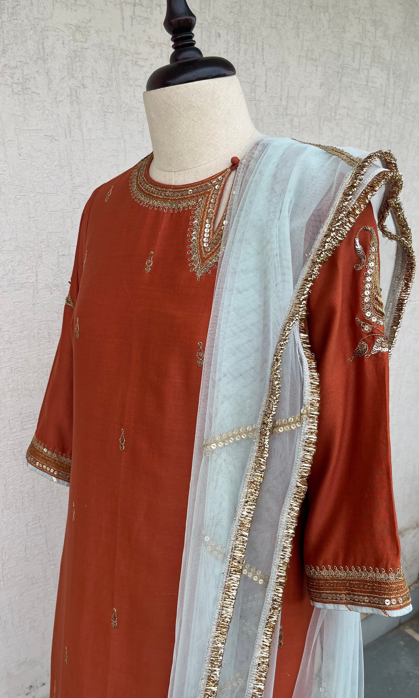 RUST STRAIGHT KURTA & PANTS SET