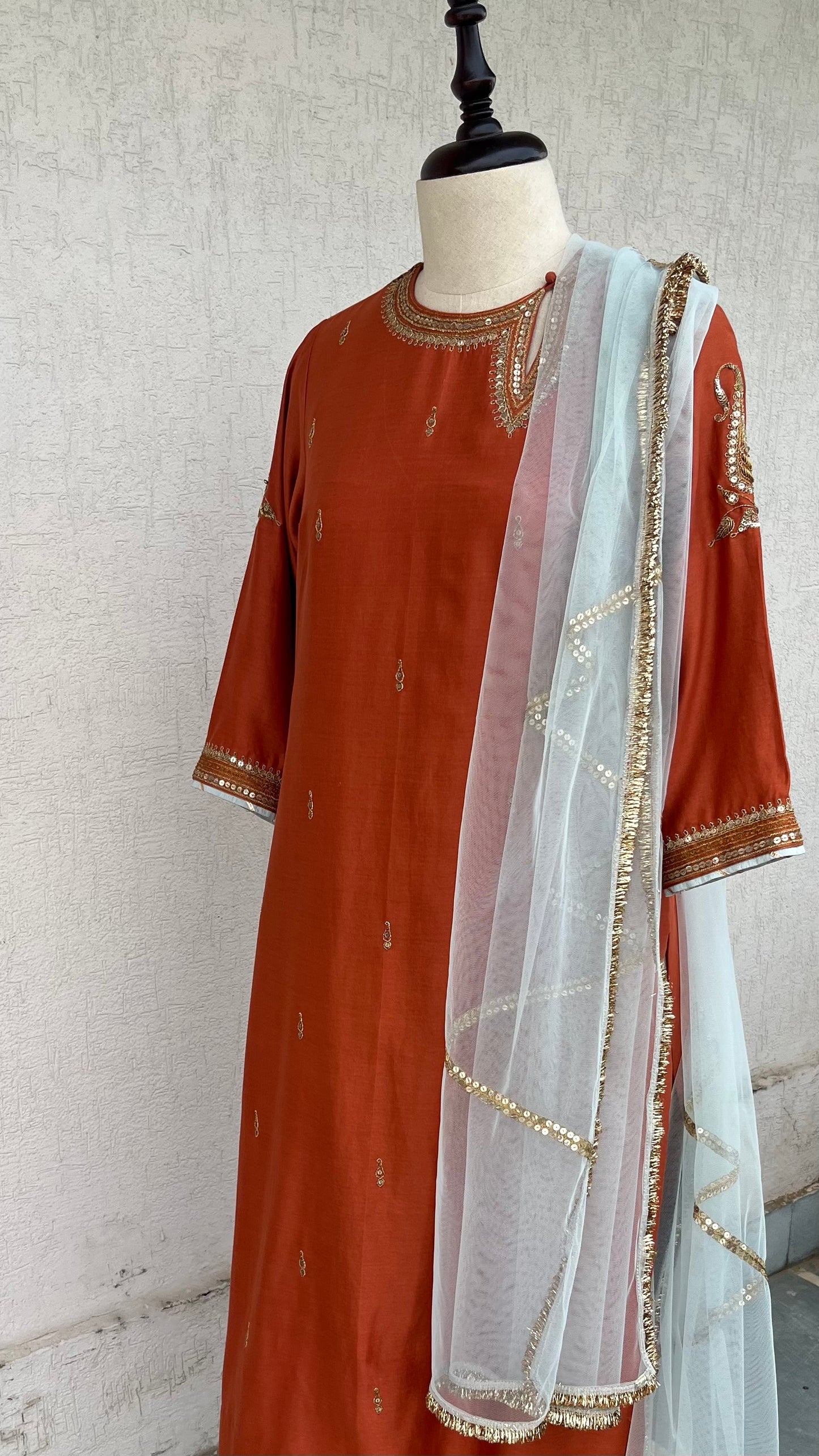 RUST STRAIGHT KURTA & PANTS SET