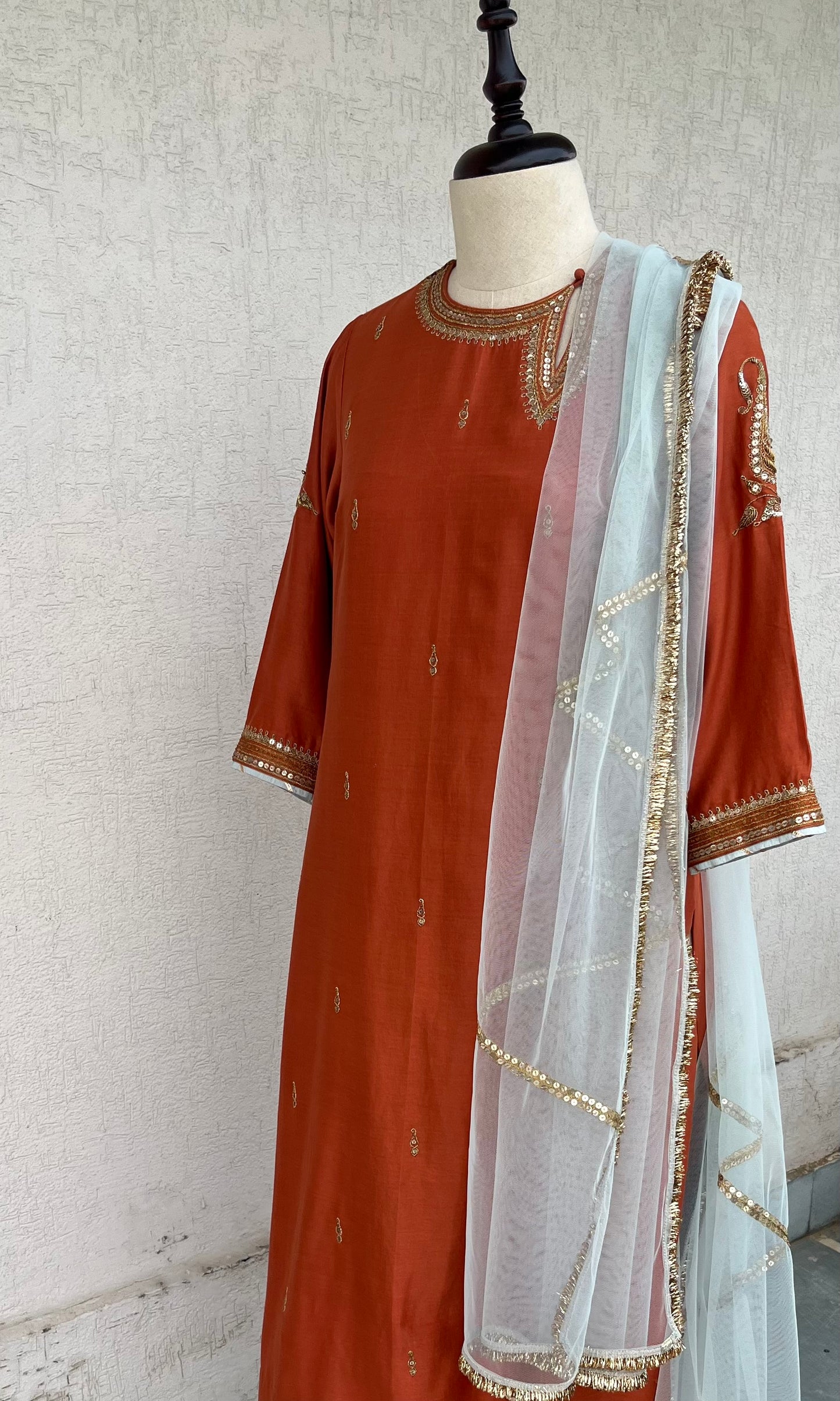 RUST STRAIGHT KURTA & PANTS SET