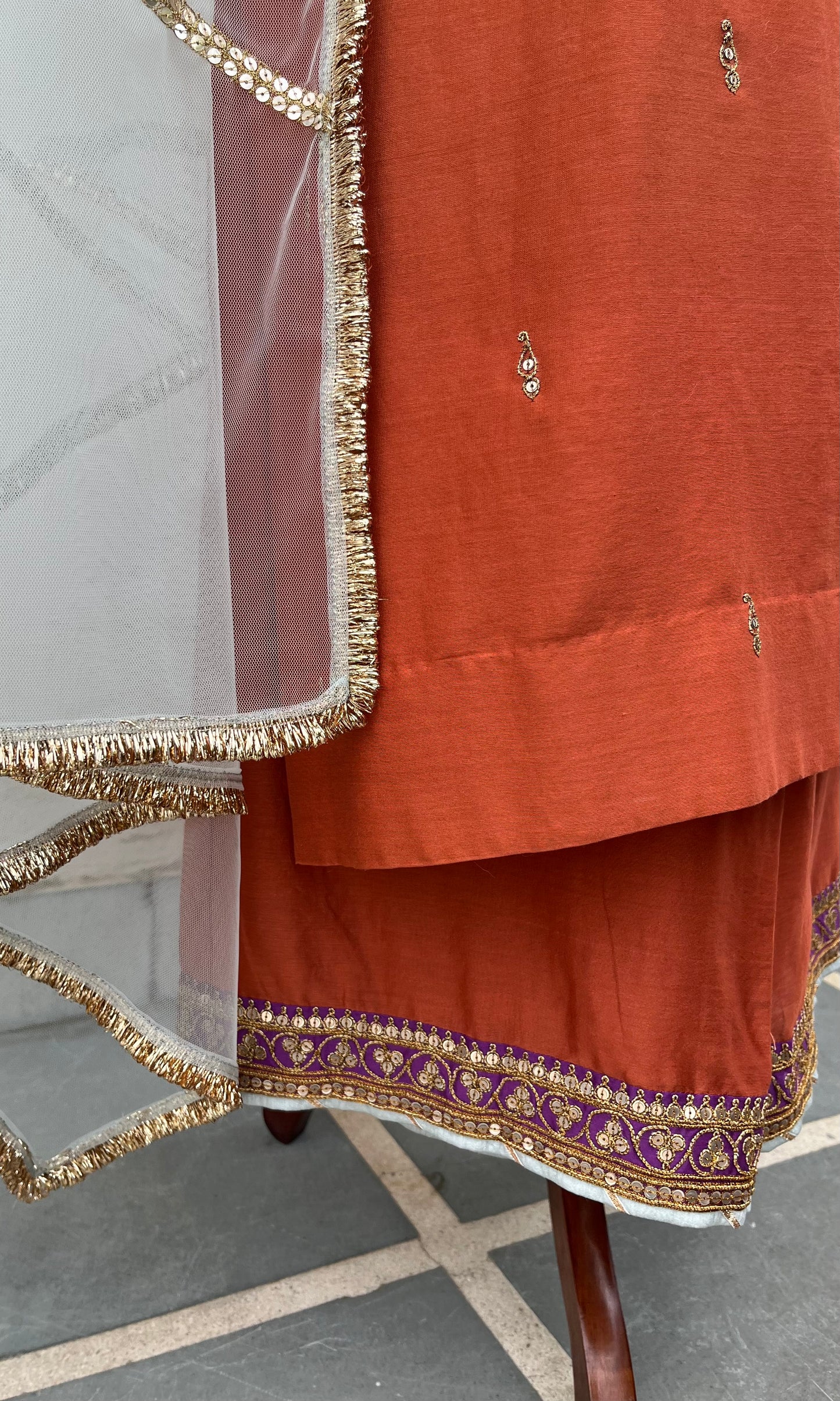 RUST STRAIGHT KURTA & PANTS SET