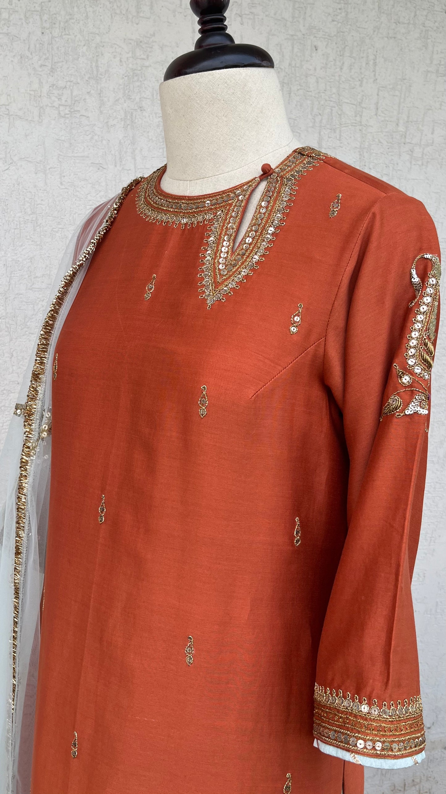 RUST STRAIGHT KURTA & PANTS SET