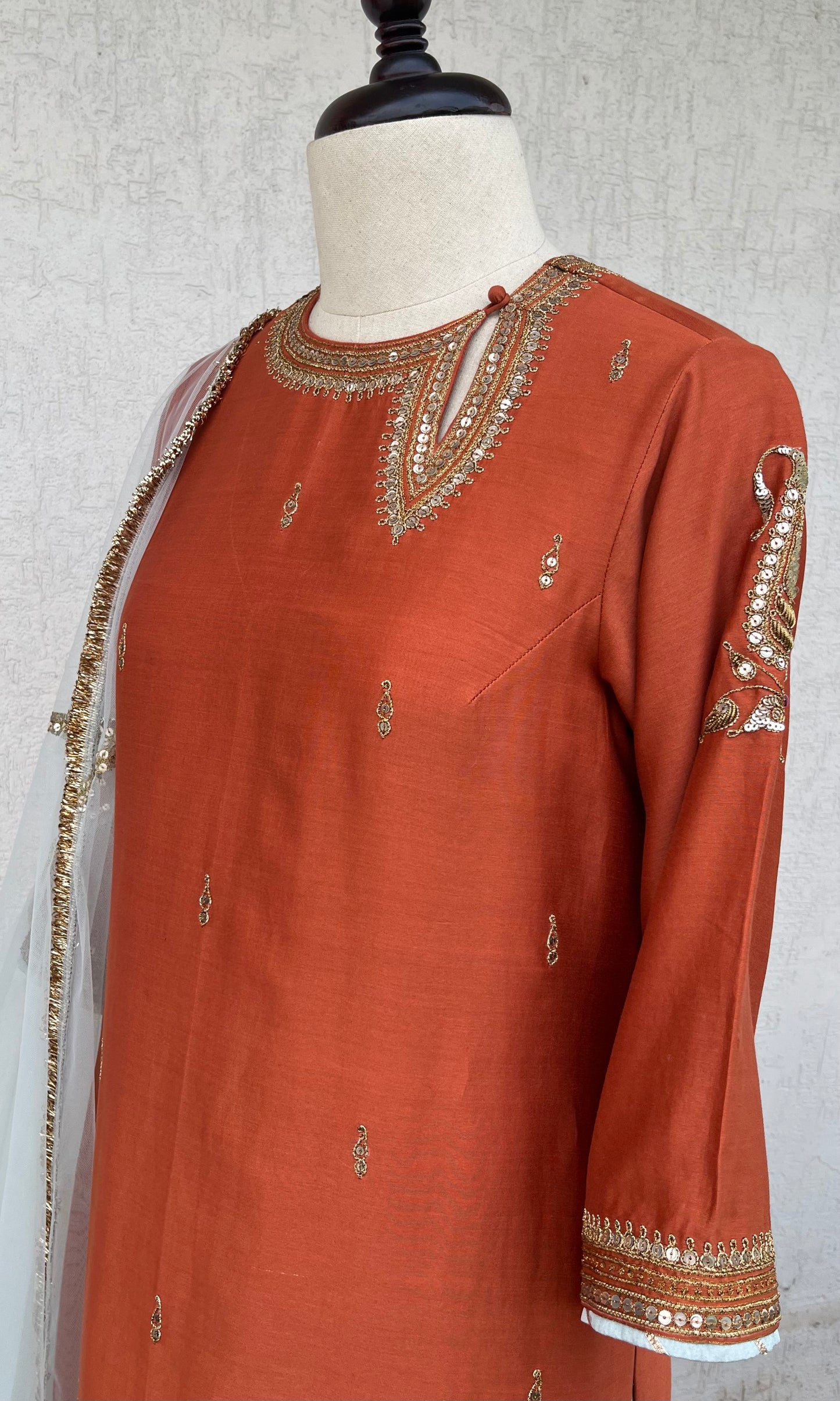 RUST STRAIGHT KURTA & PANTS SET