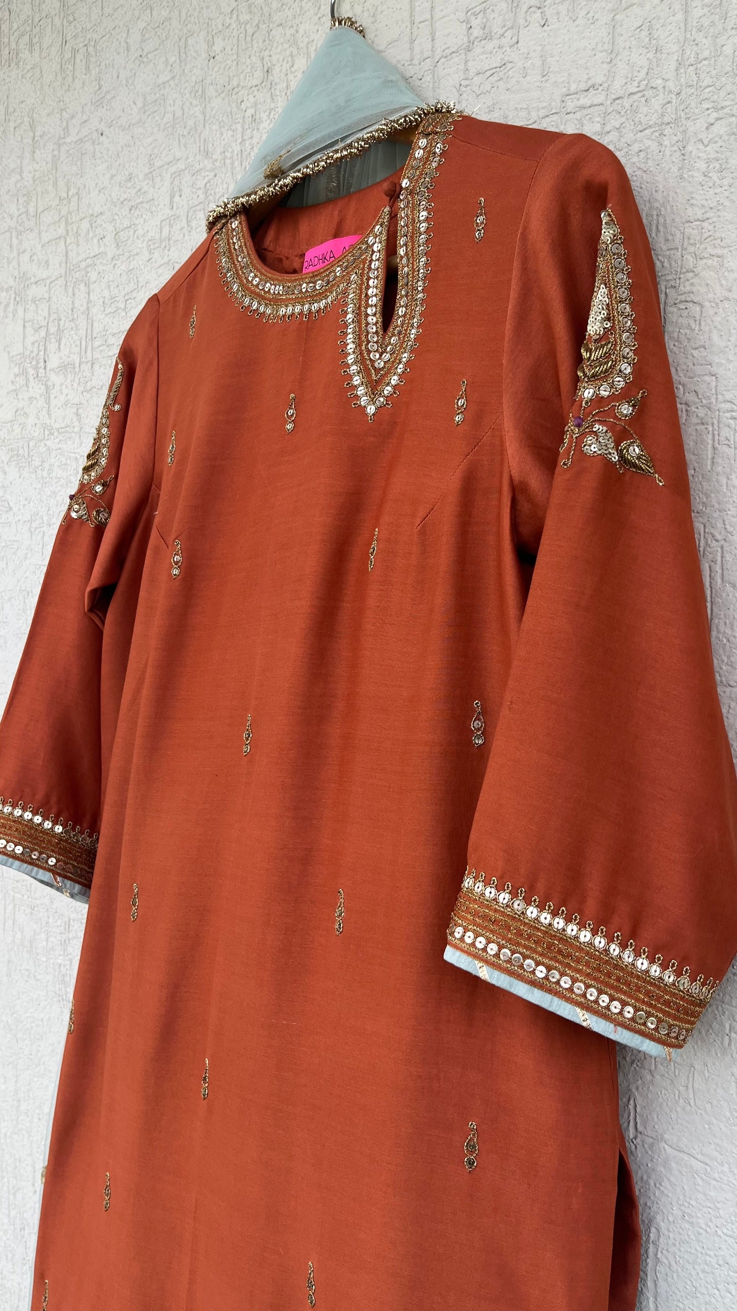 RUST STRAIGHT KURTA & PANTS SET