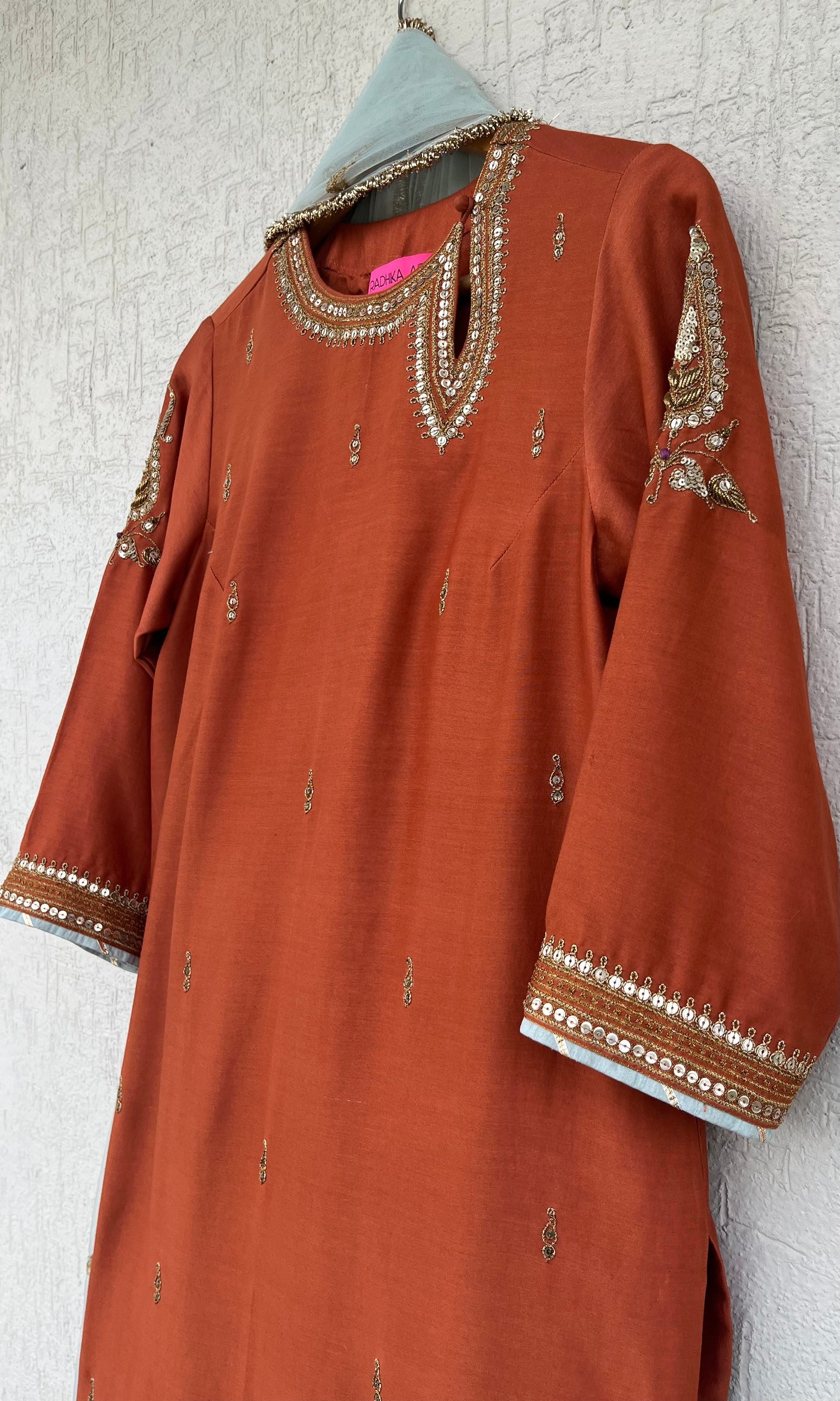 RUST STRAIGHT KURTA & PANTS SET