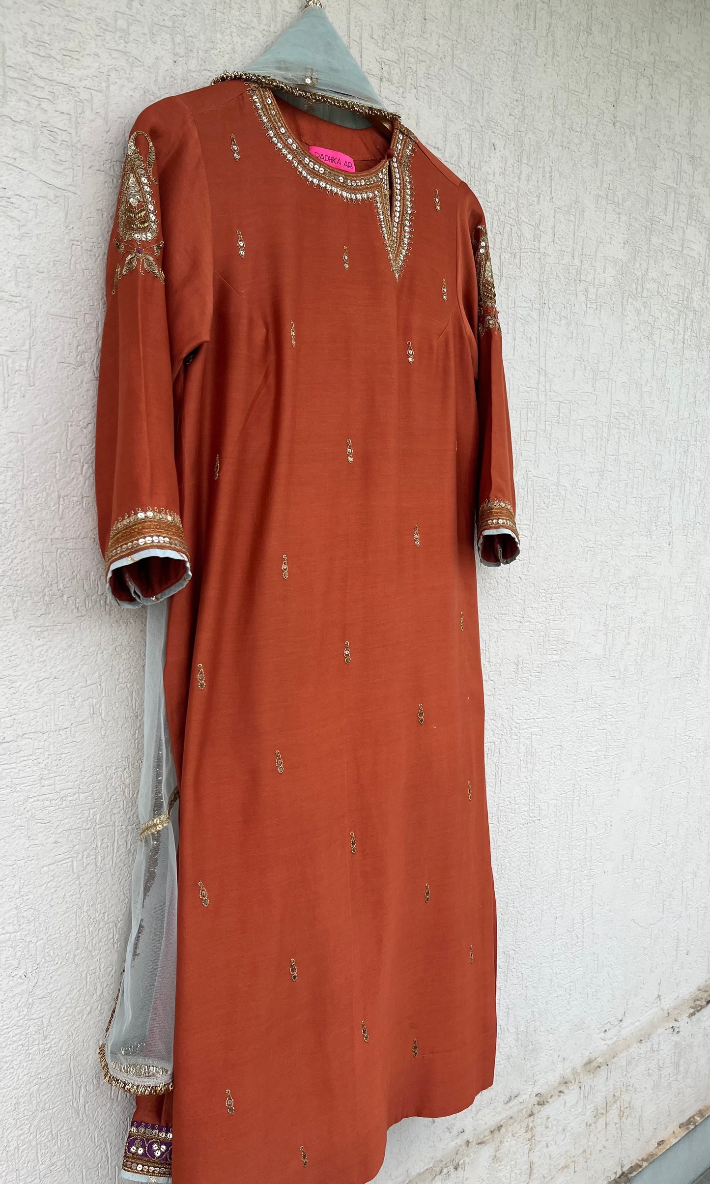 RUST STRAIGHT KURTA & PANTS SET