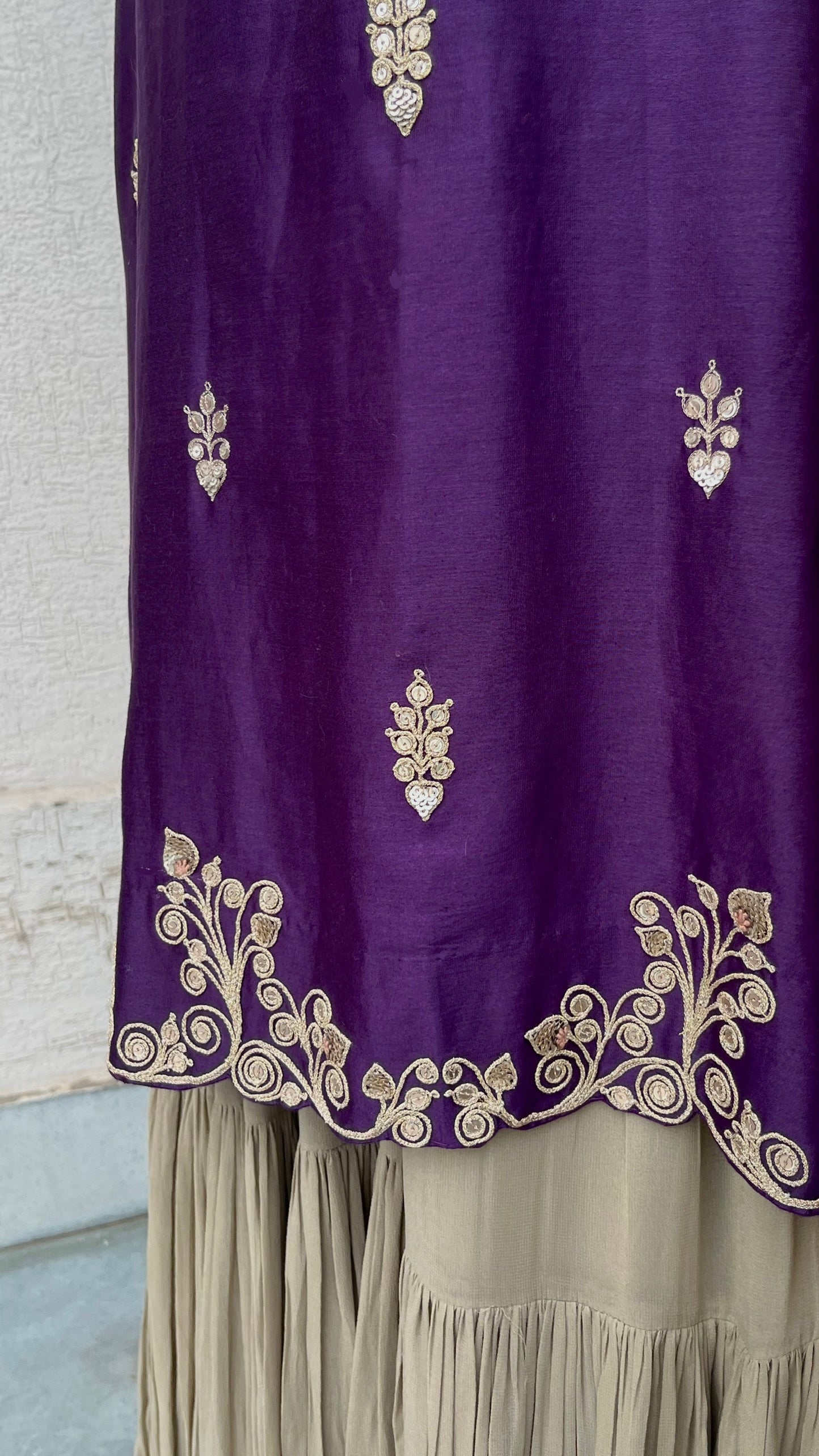 DEEP PURPLE KURTA, SKIRT & DUPATTA SET