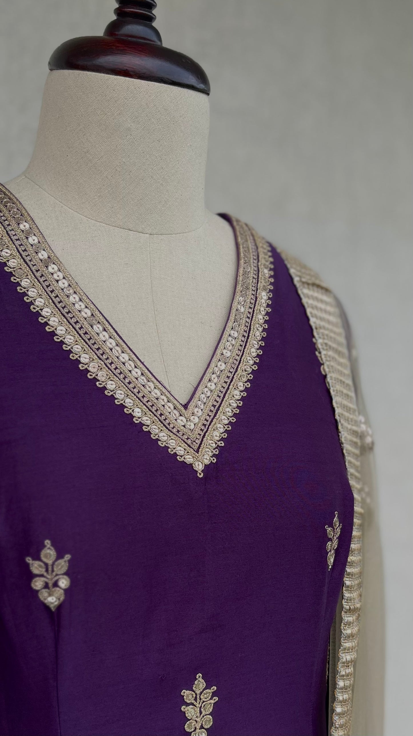 DEEP PURPLE KURTA, SKIRT & DUPATTA SET