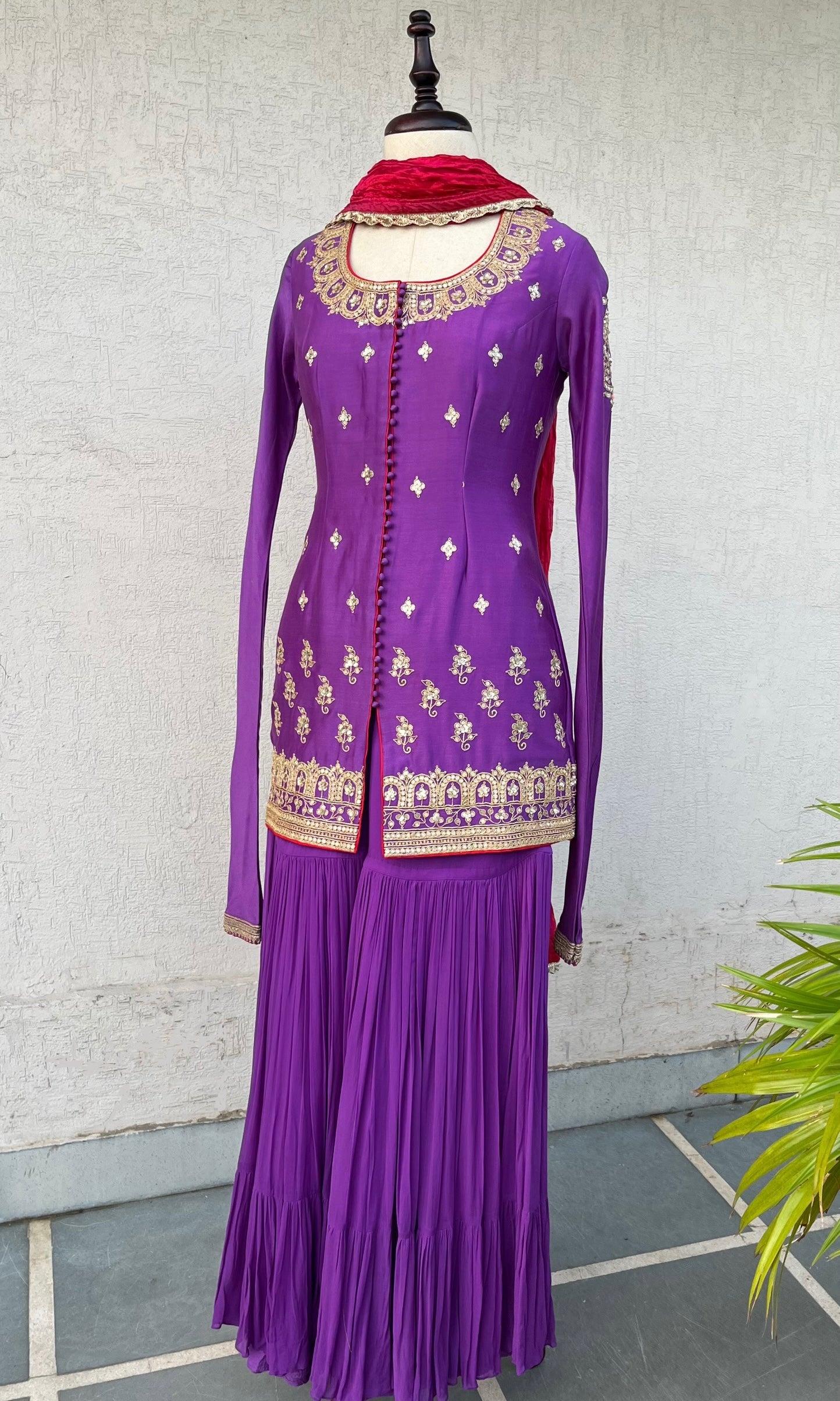 PURPLE JACKET AND GHARARA SET
