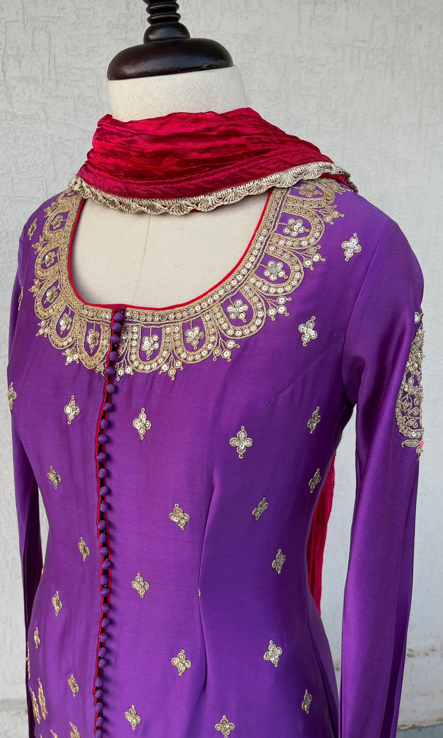 PURPLE JACKET AND GHARARA SET