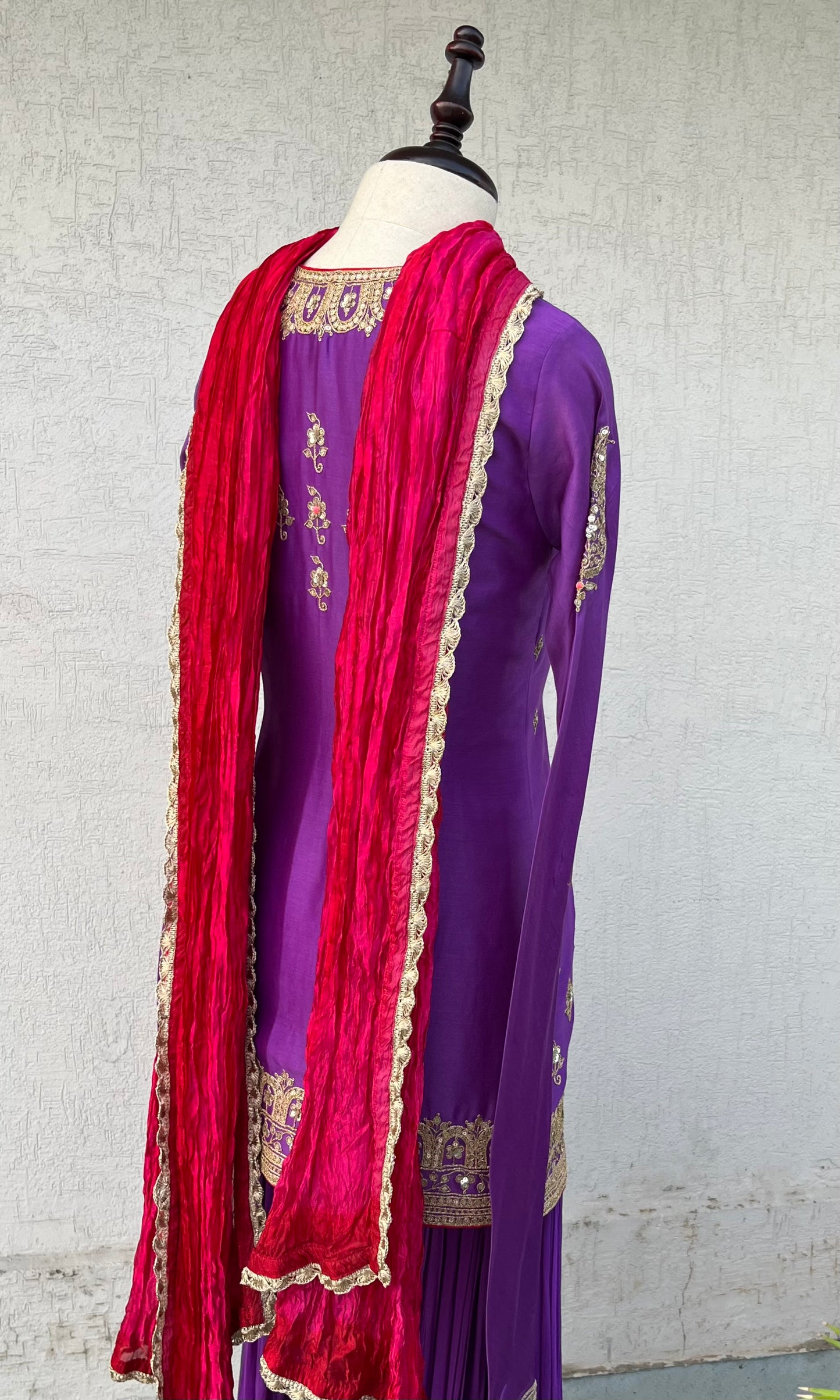 PURPLE JACKET AND GHARARA SET