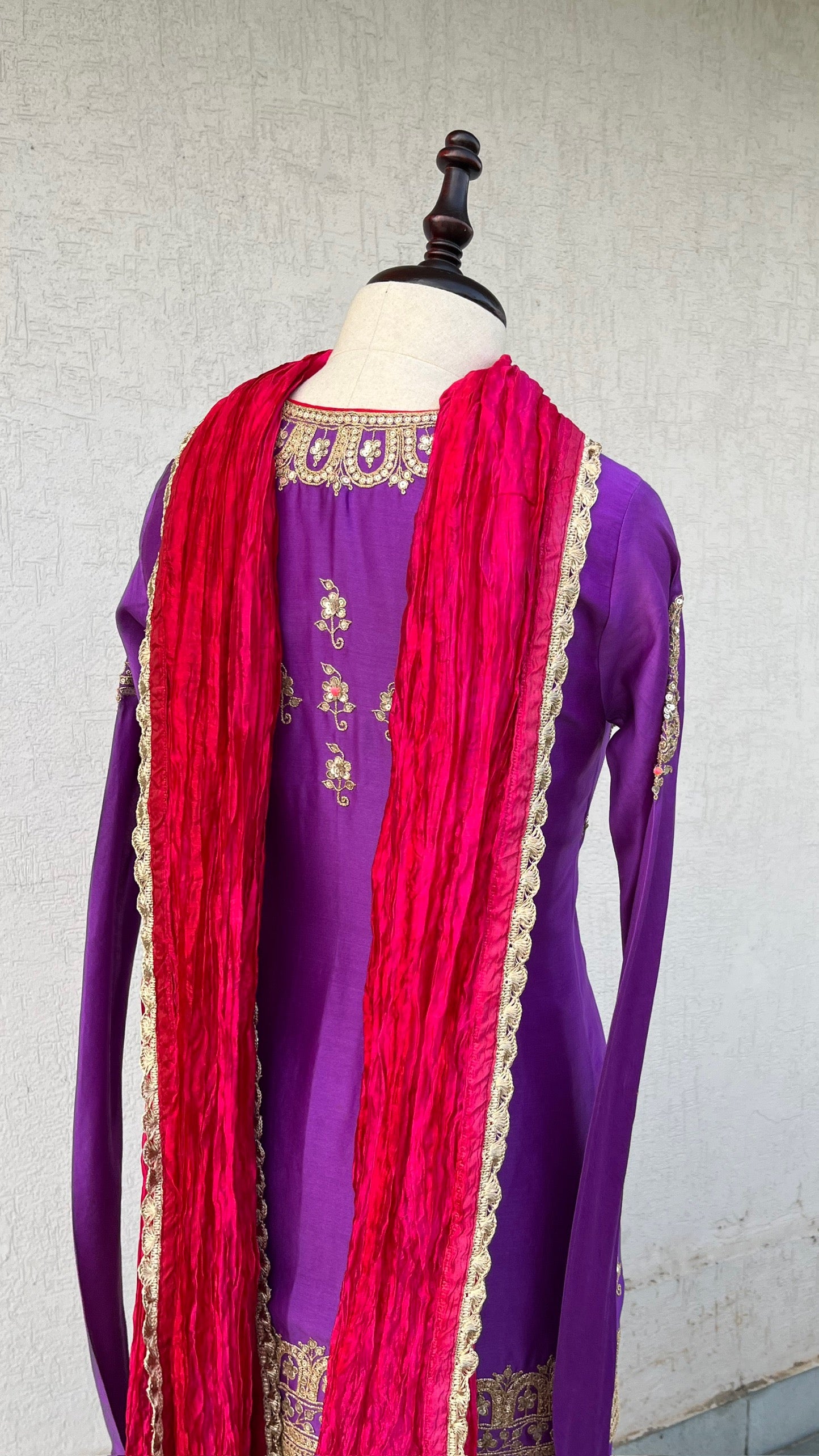 PURPLE JACKET AND GHARARA SET