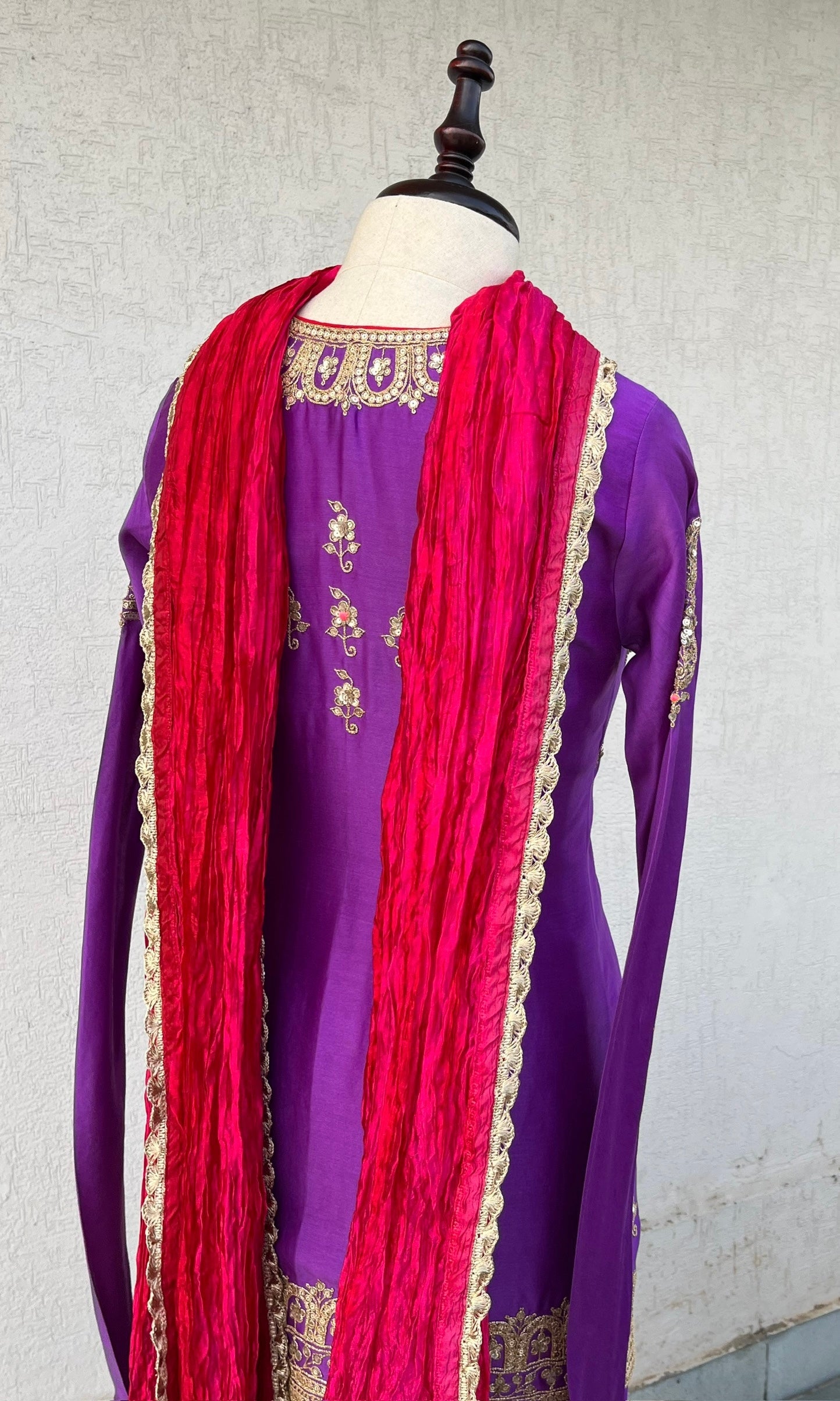 PURPLE JACKET AND GHARARA SET