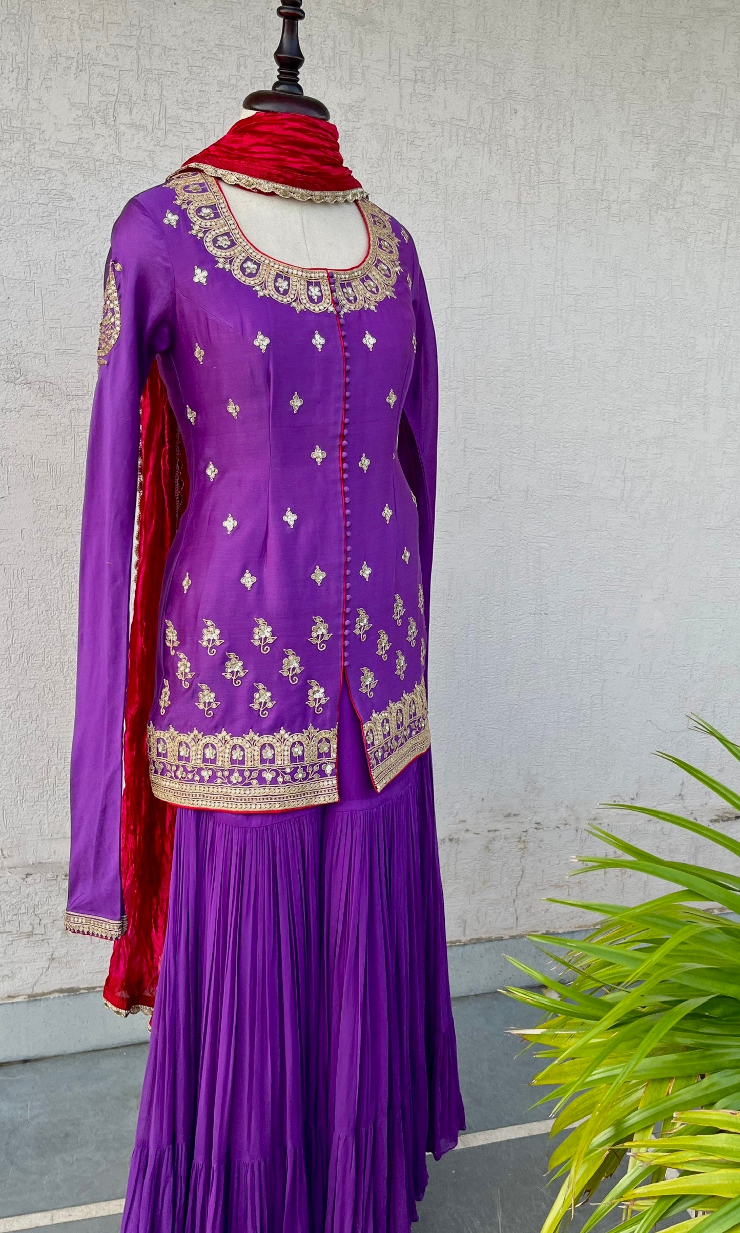 PURPLE JACKET AND GHARARA SET