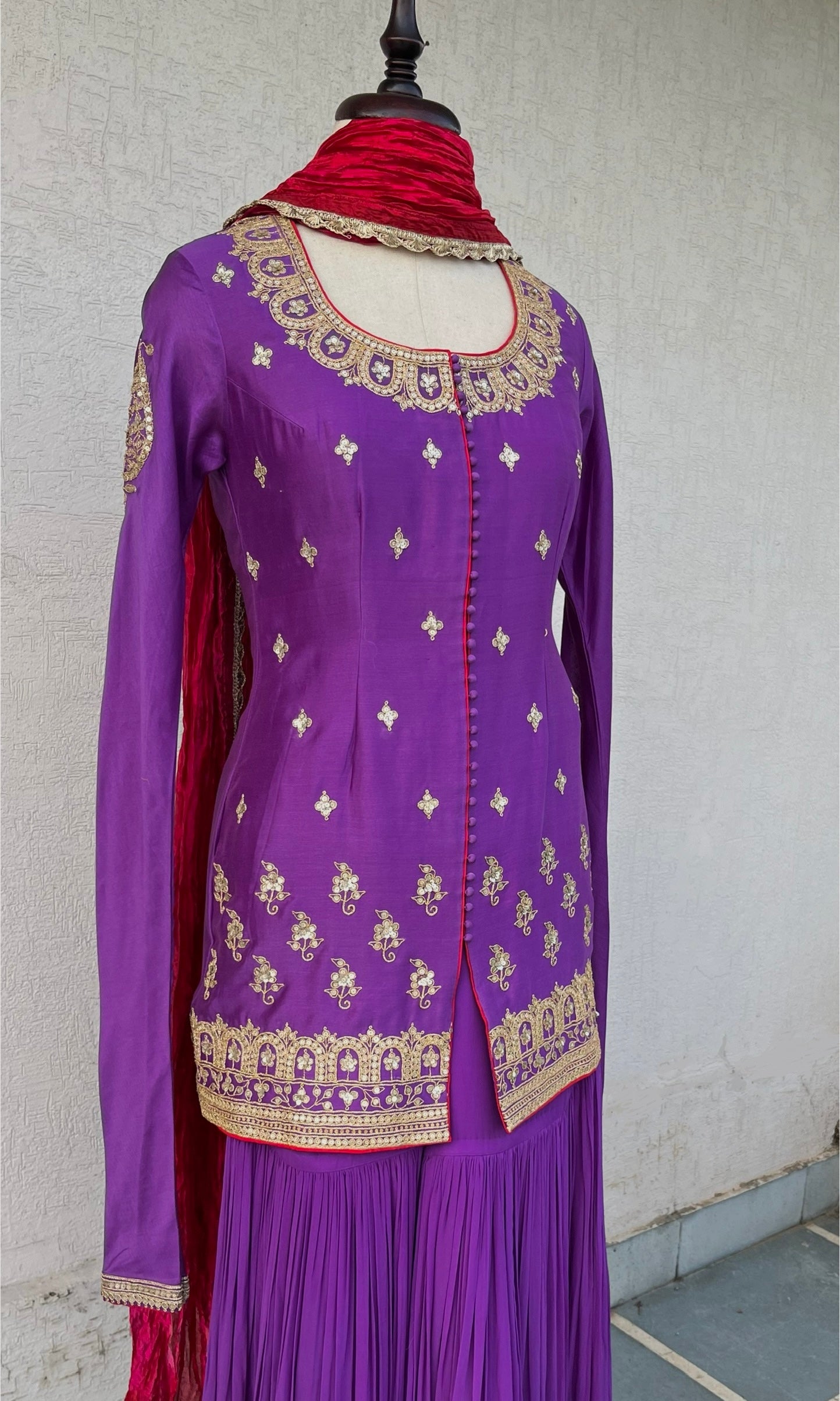 PURPLE JACKET AND GHARARA SET