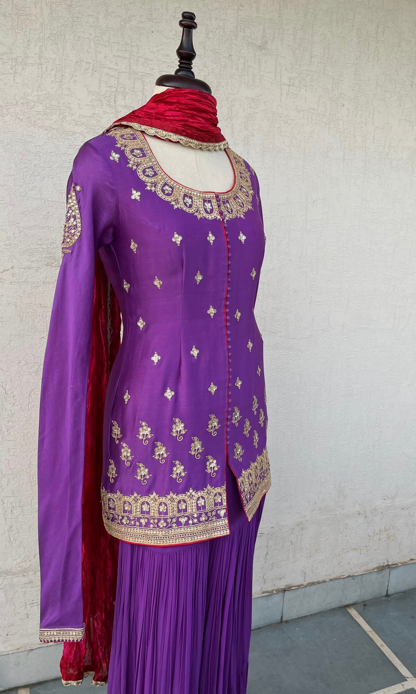PURPLE JACKET AND GHARARA SET
