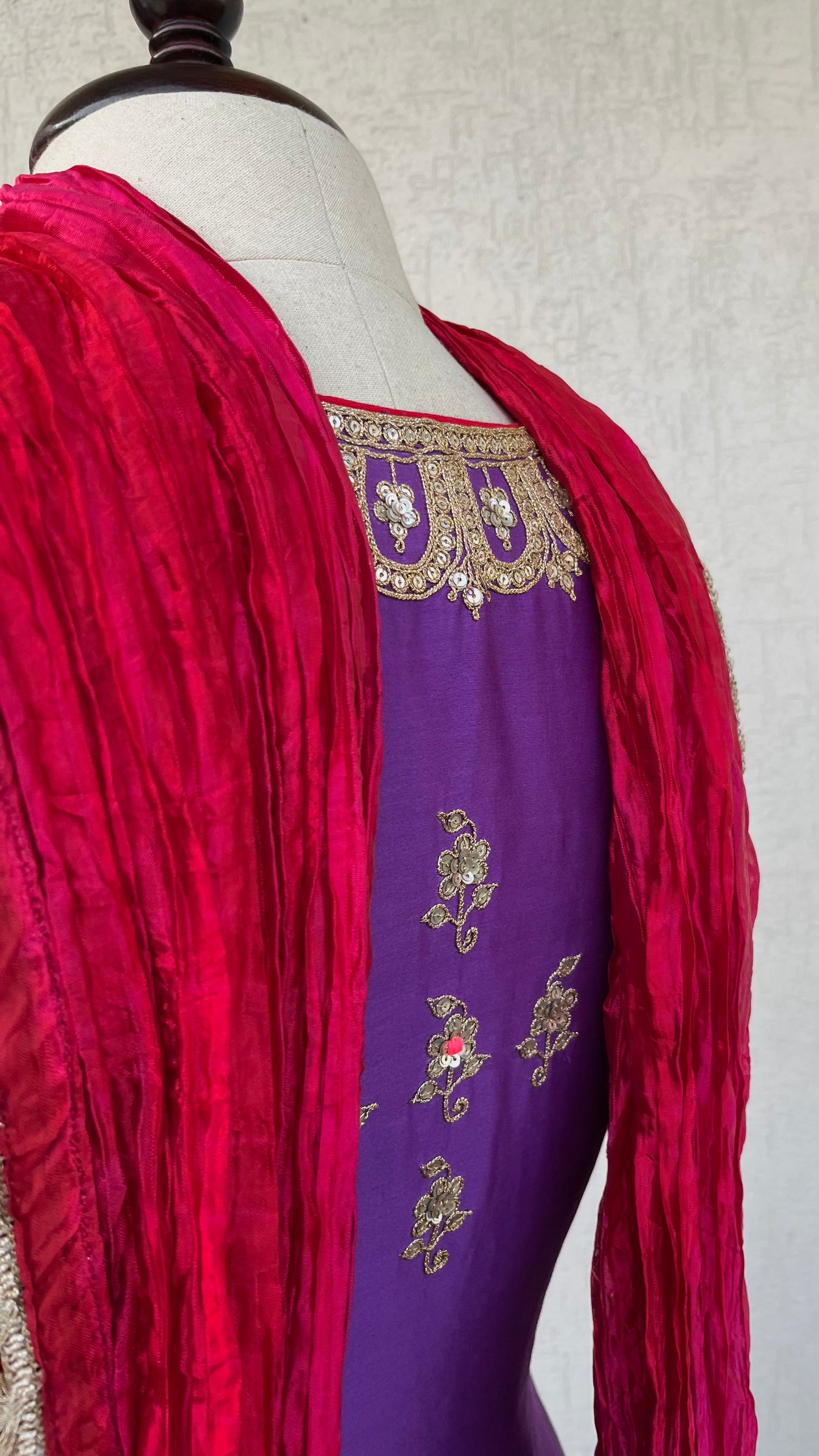 PURPLE JACKET AND GHARARA SET