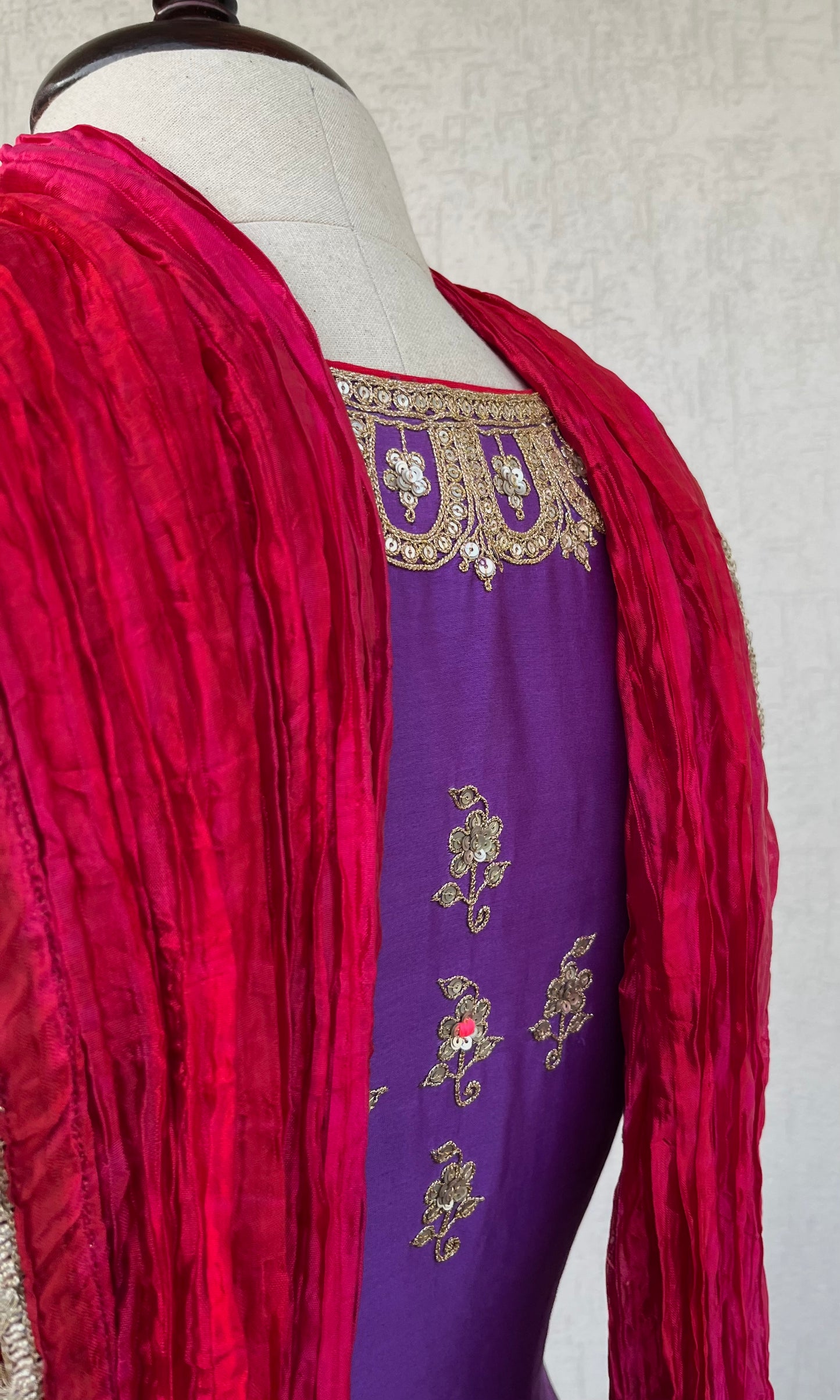 PURPLE JACKET AND GHARARA SET