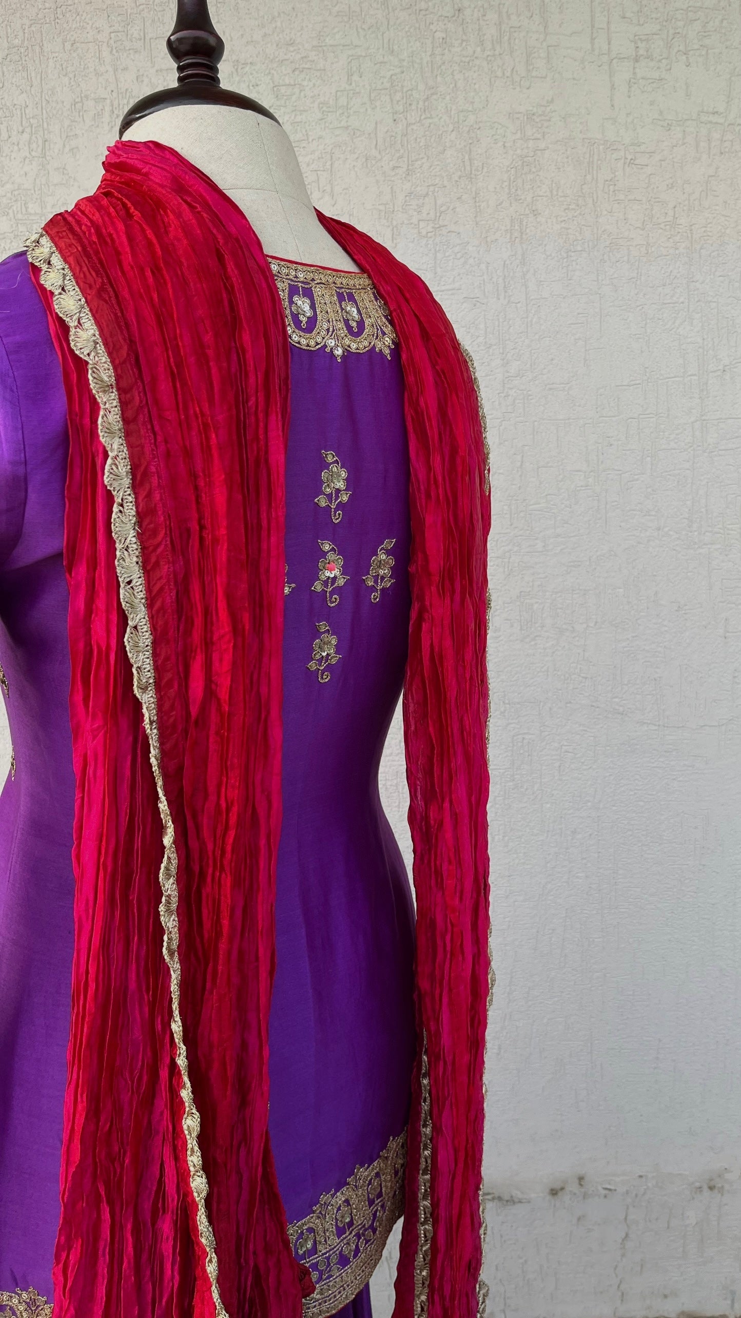 PURPLE JACKET AND GHARARA SET