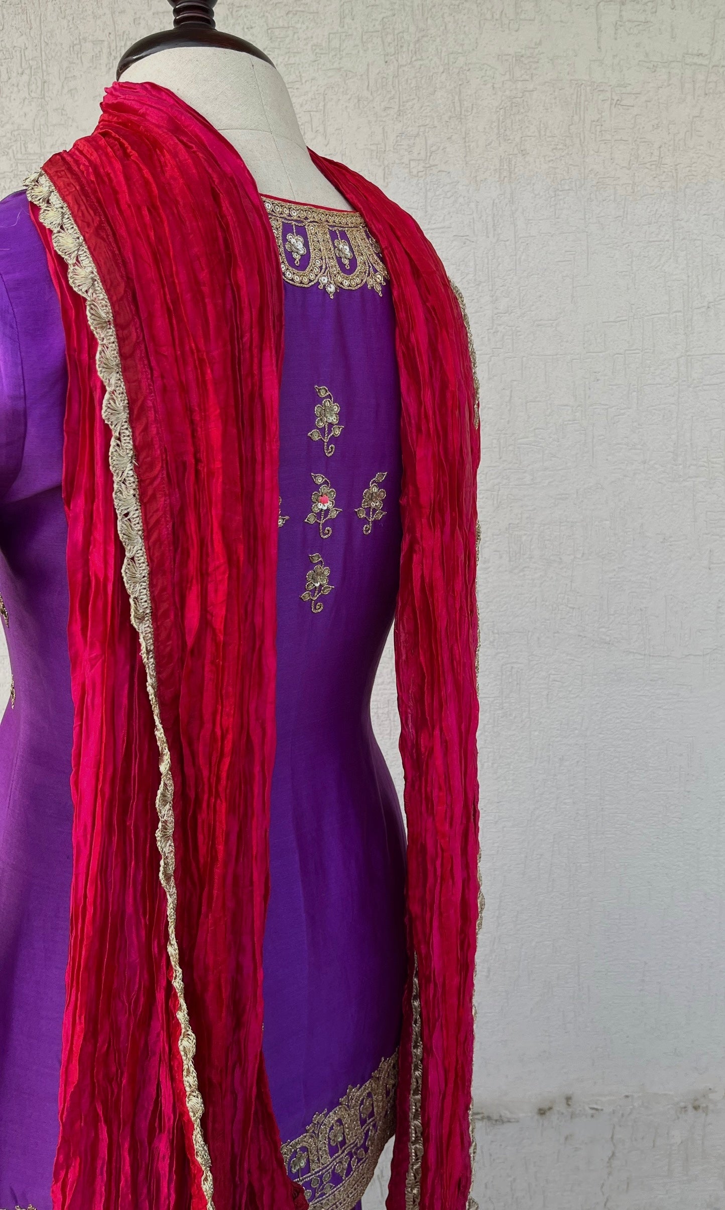 PURPLE JACKET AND GHARARA SET