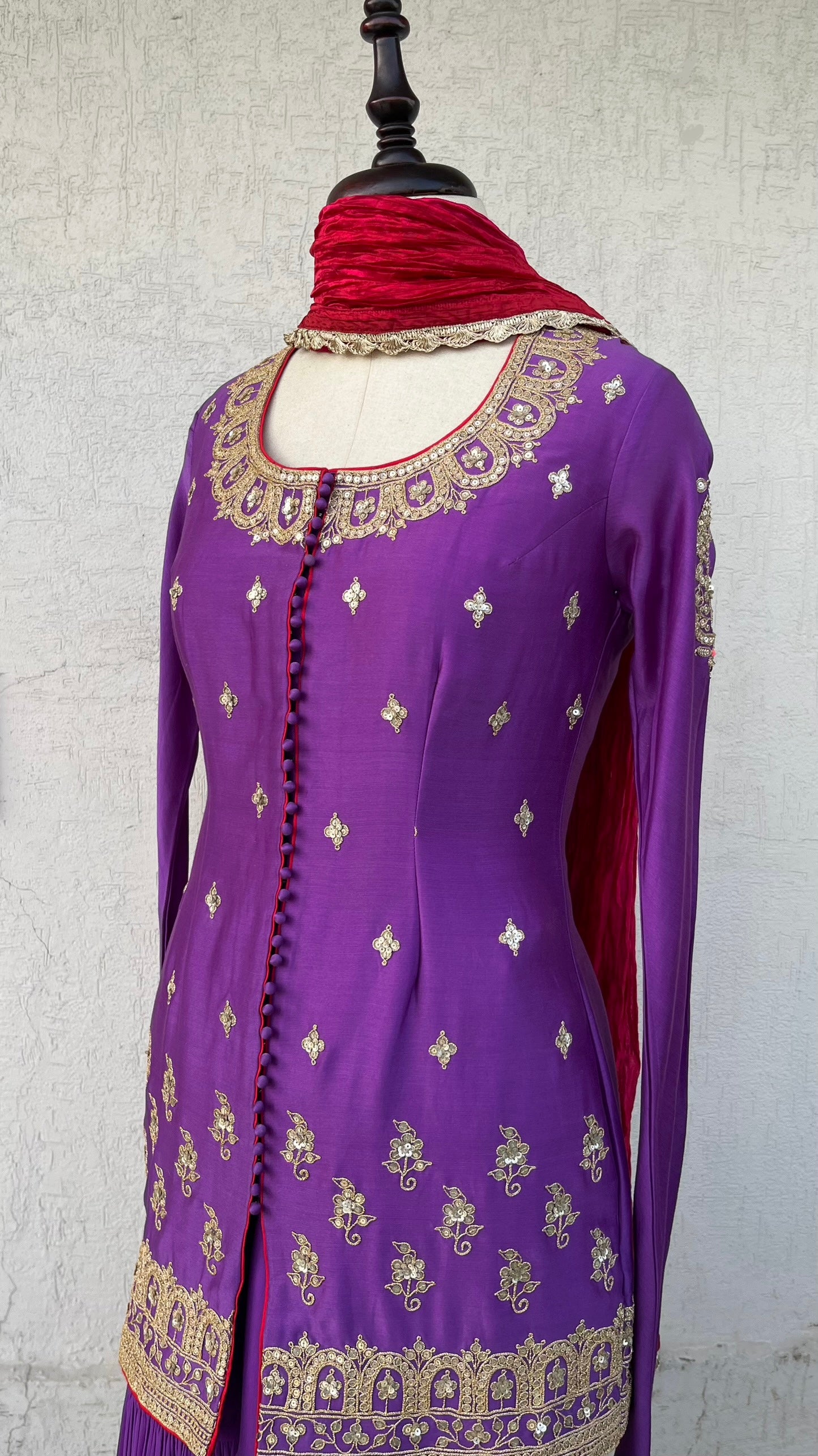 PURPLE JACKET AND GHARARA SET