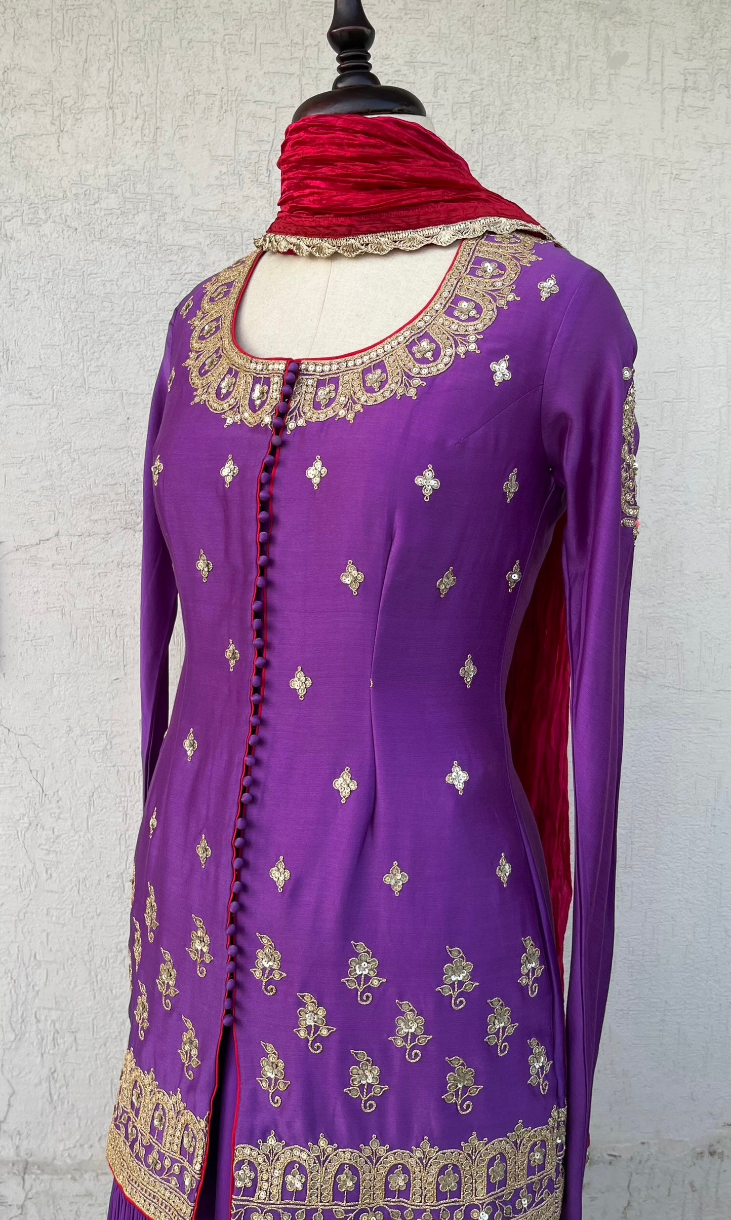 PURPLE JACKET AND GHARARA SET