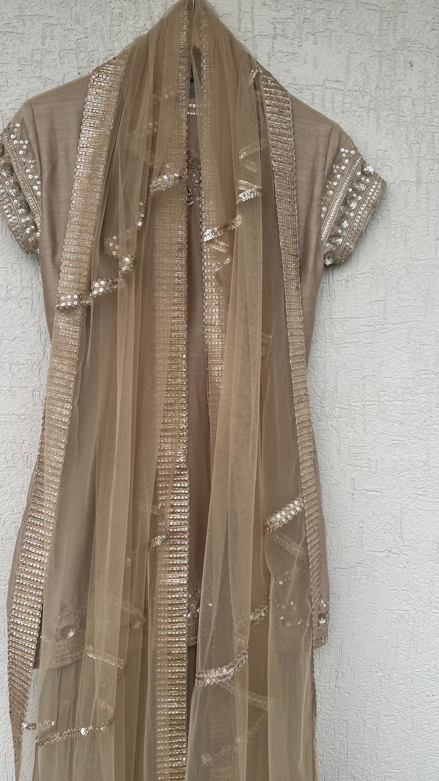GREY KURTA GHARARA AND DUPATTA SET
