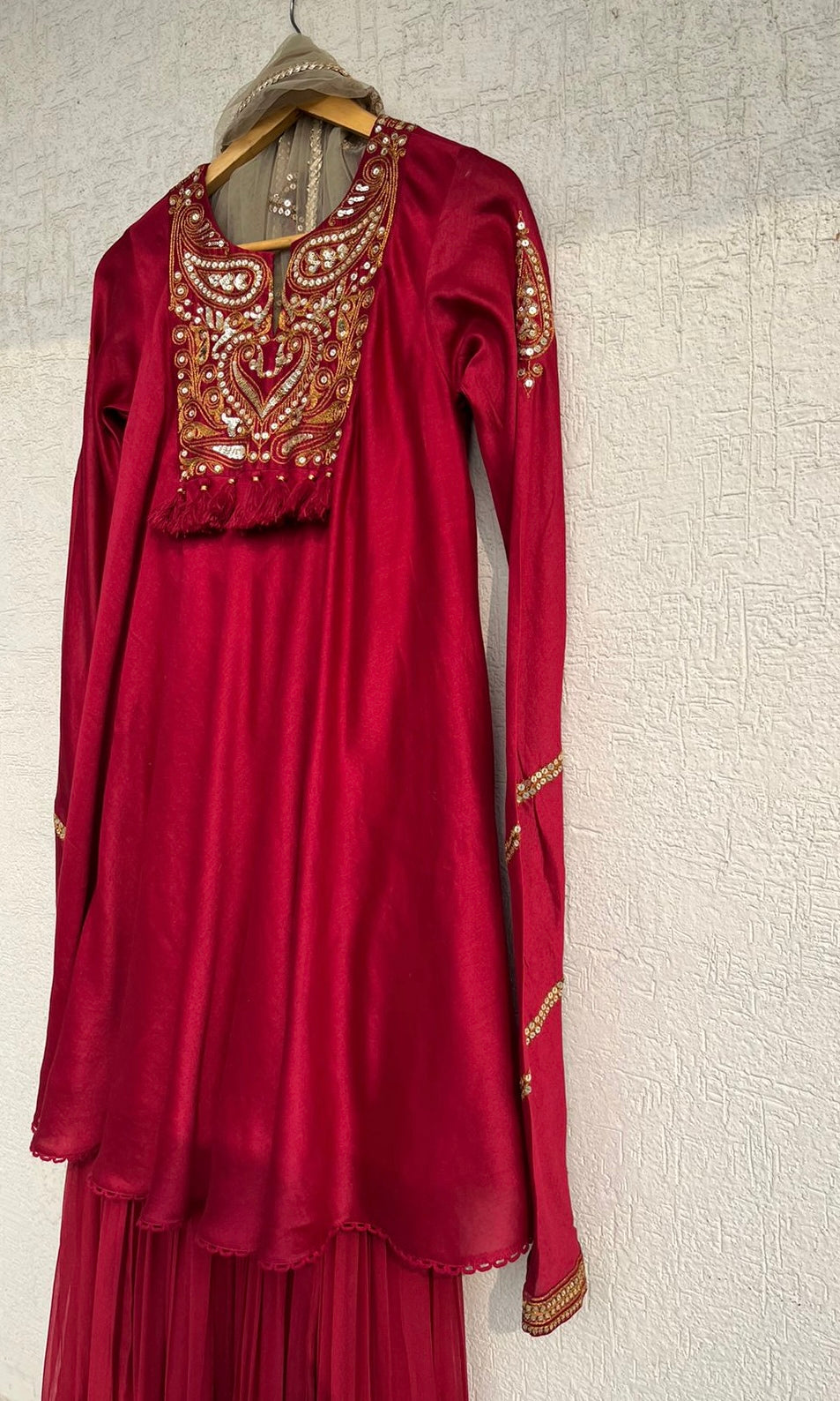 RUBY RED KURTA GHARARA SET