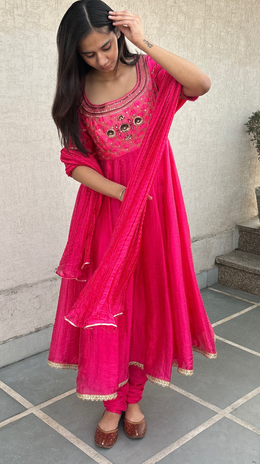 HOT PINK ANARKALI SET