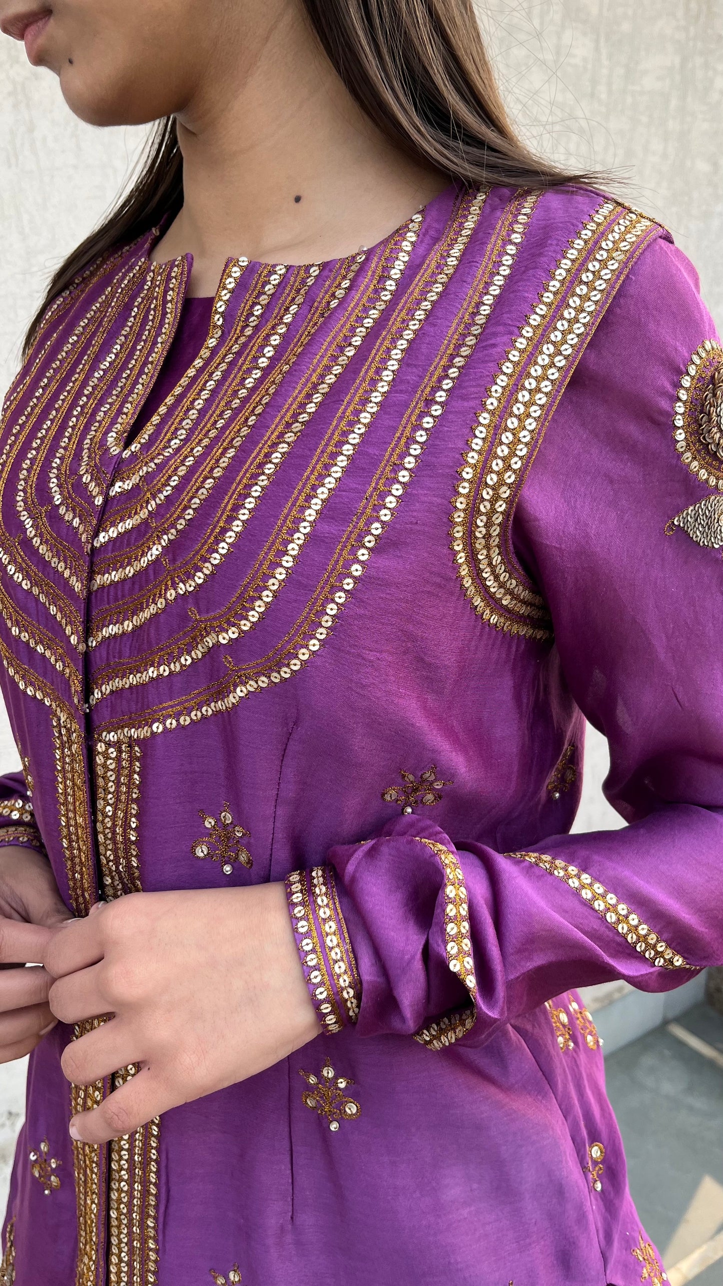 PURPLE BLOUSE JACKET & SKIRT SET