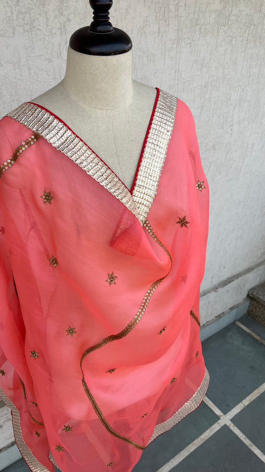 CORAL ORGANZA DUPATTA