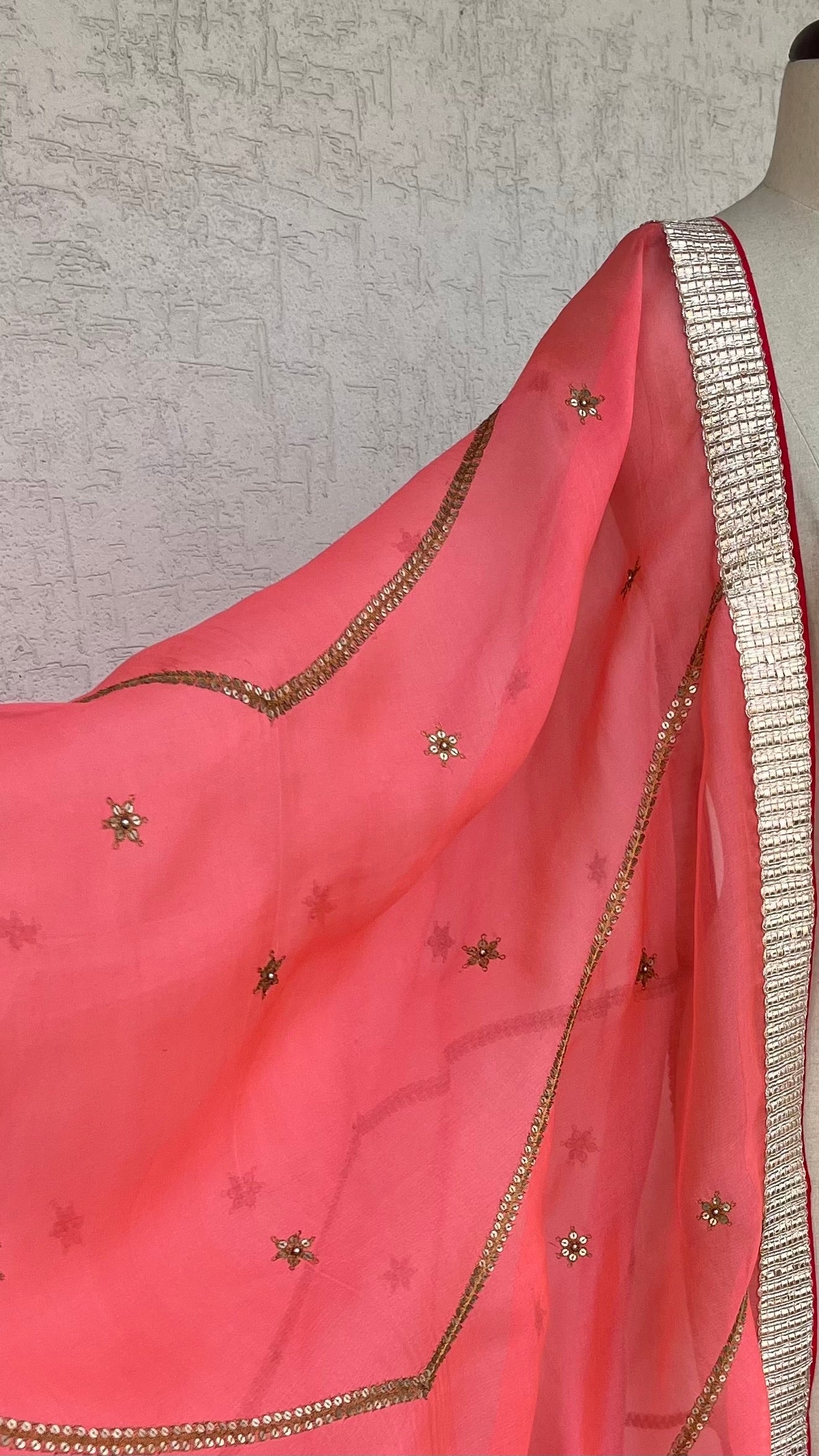 CORAL ORGANZA DUPATTA