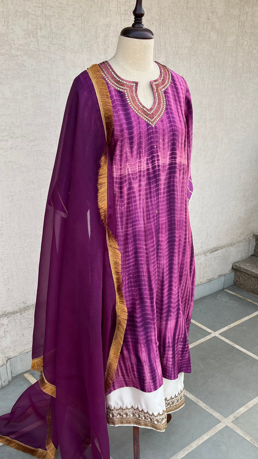 PURPLE TIE & DYE KURTA SET