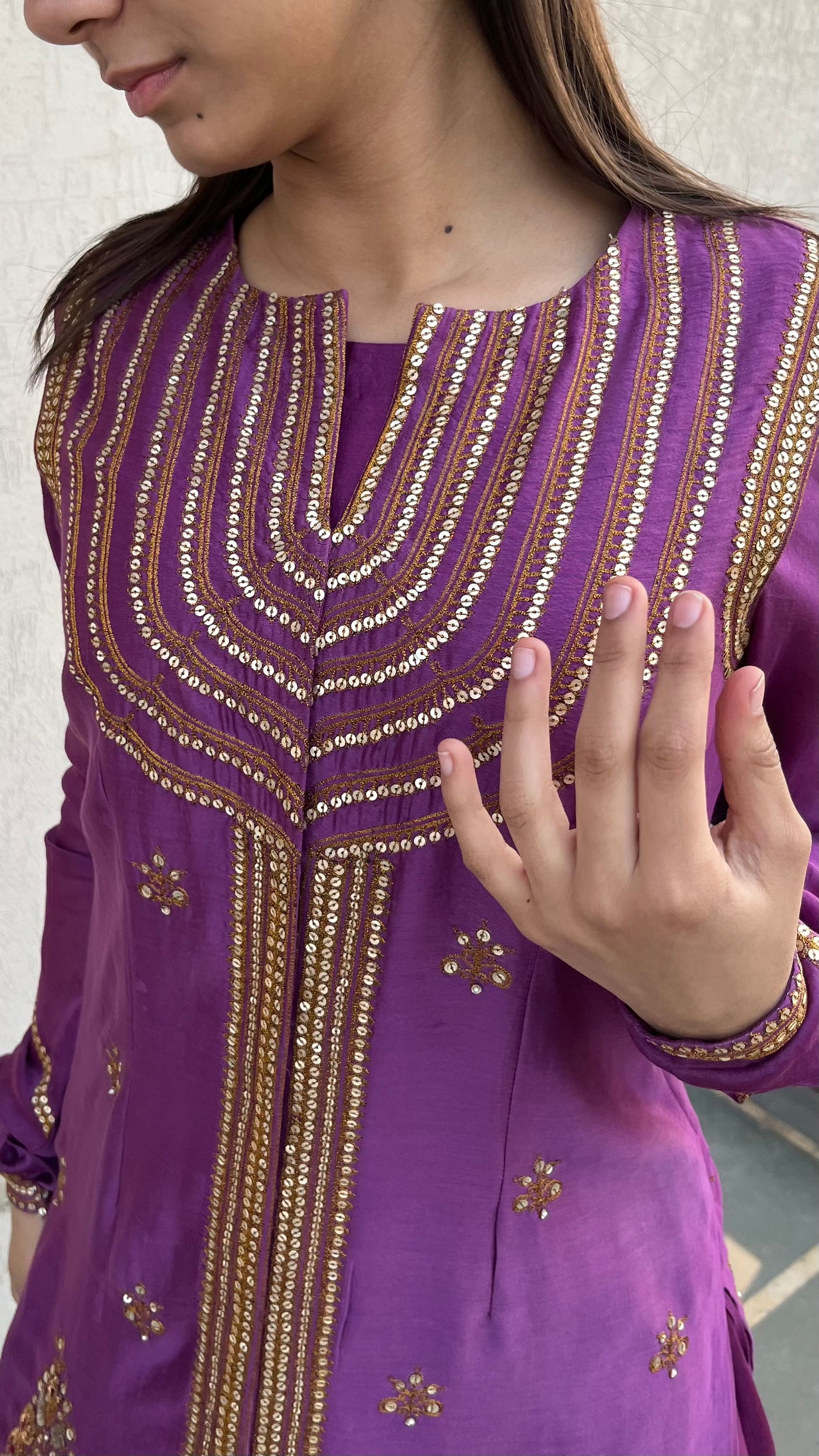 PURPLE BLOUSE JACKET & SKIRT SET