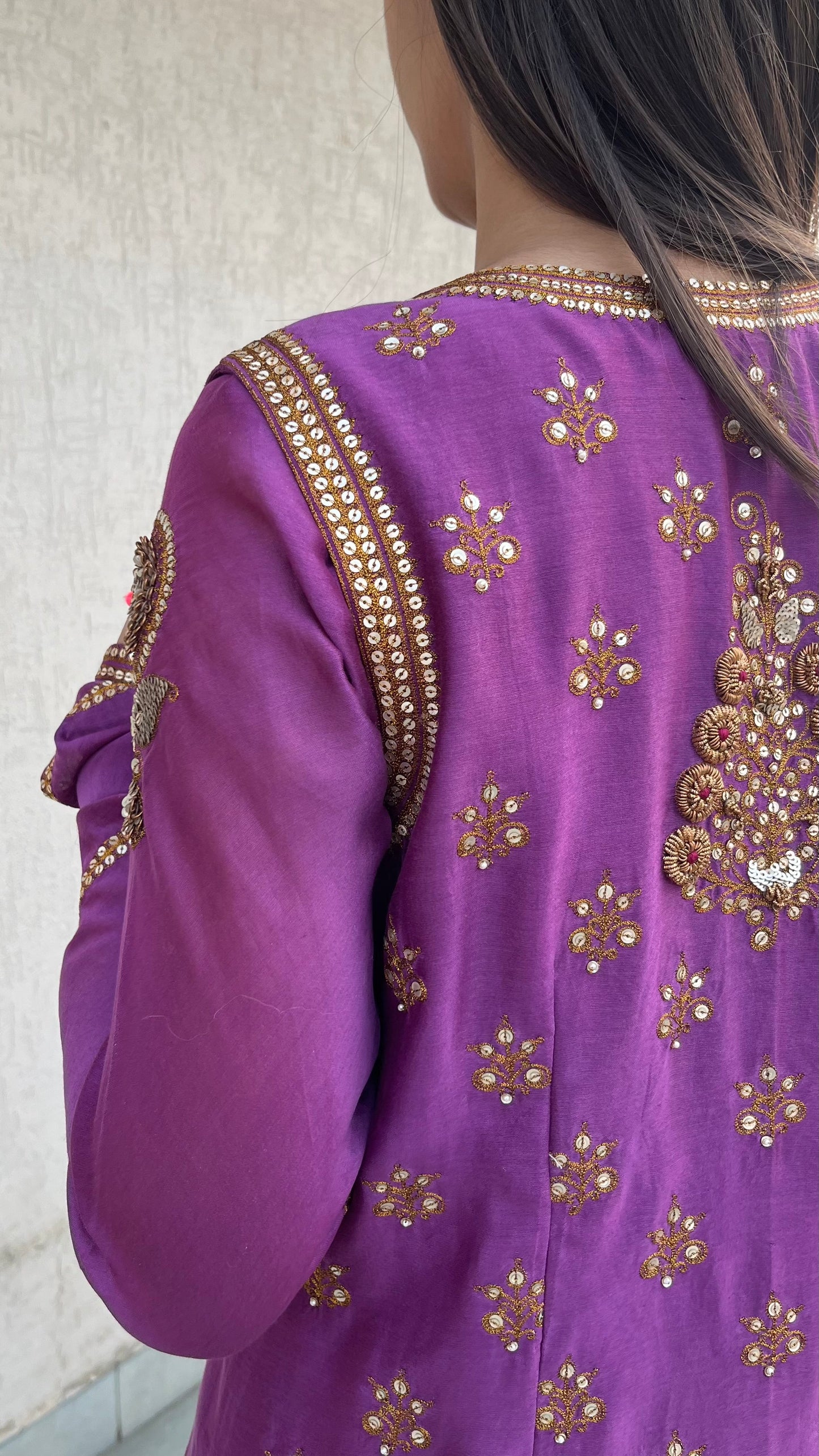 PURPLE BLOUSE JACKET & SKIRT SET