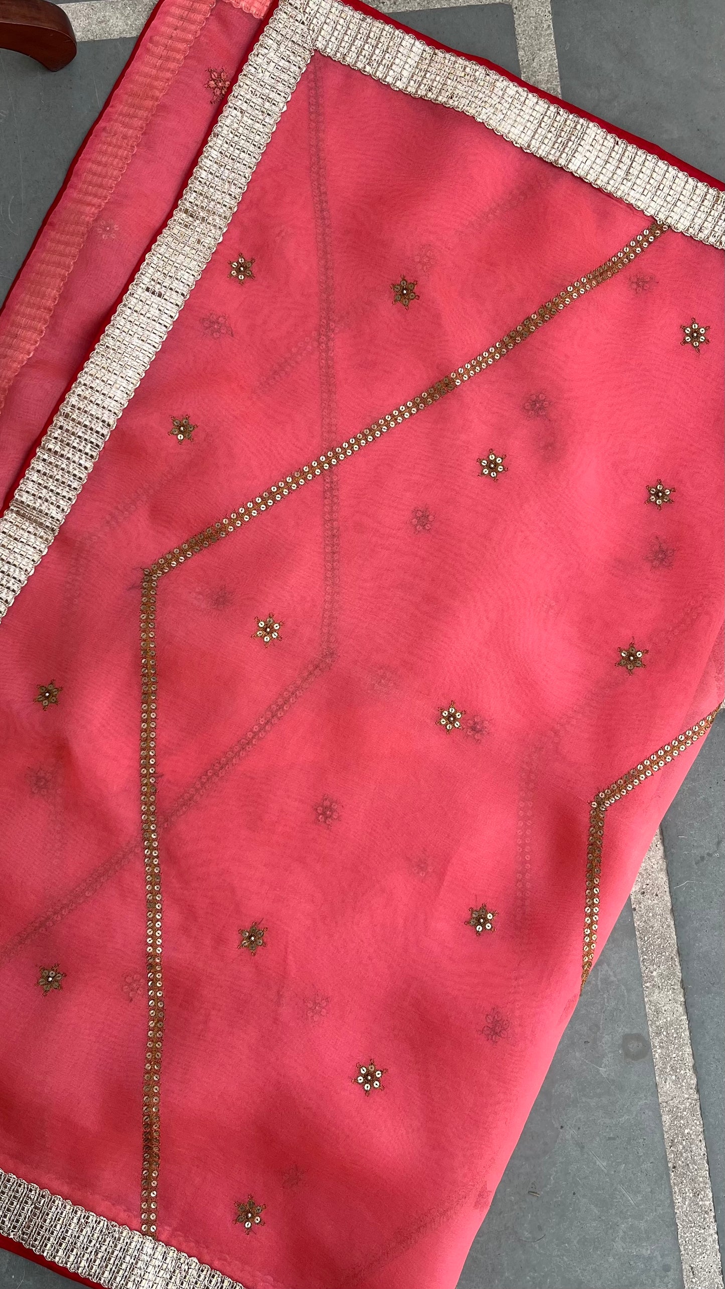 CORAL ORGANZA DUPATTA