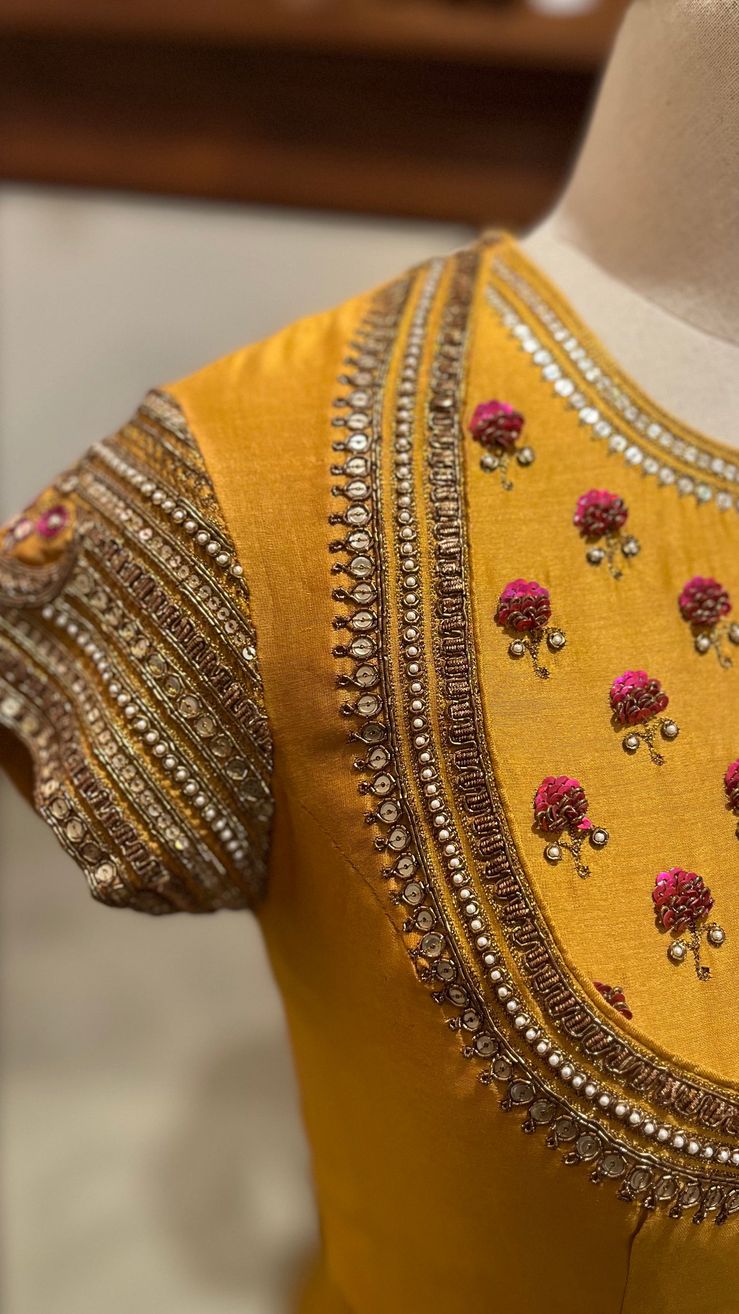 MUSTARD ANARKALI DUPATTA AND CHURIDAAR SET