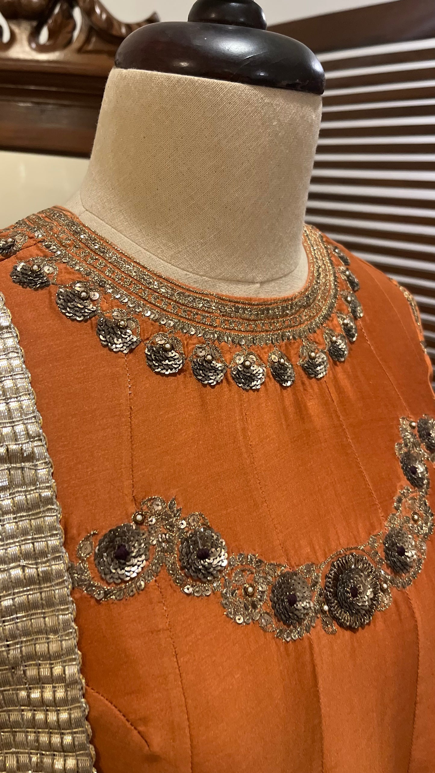 RUST SHORT KURTA PALLAZO AND DUPATTA SET