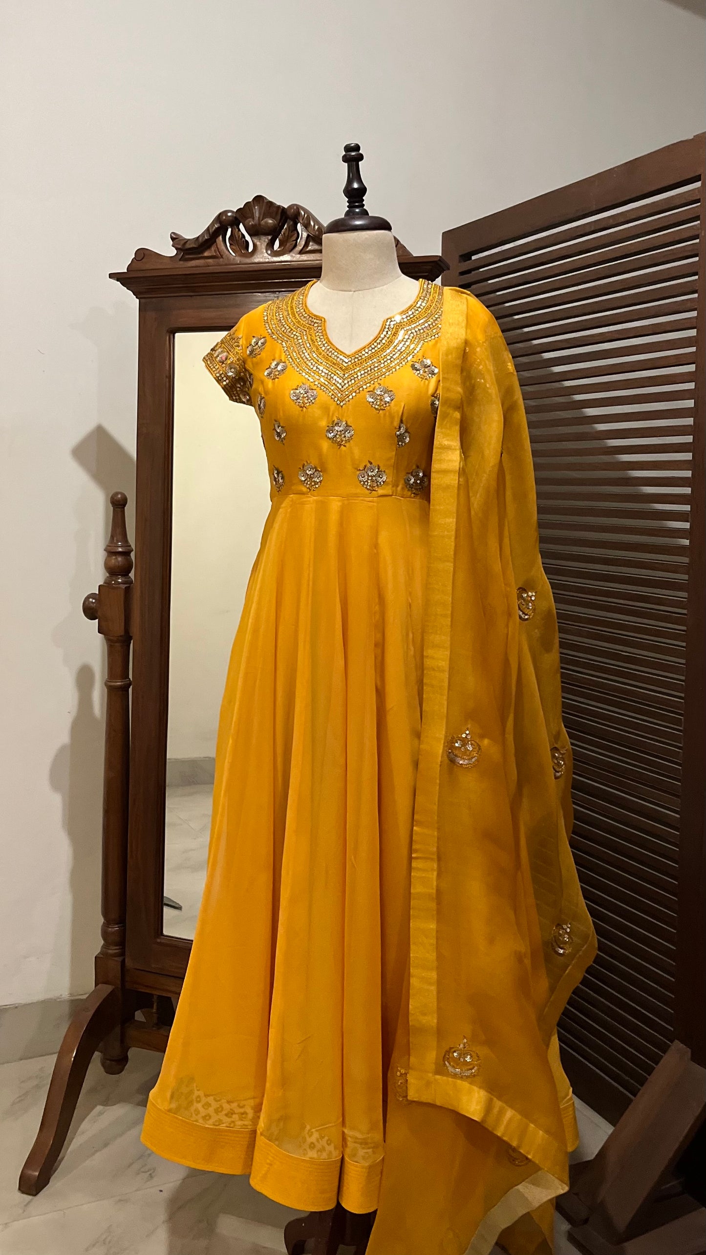 MUSTARD ANARKALI SET