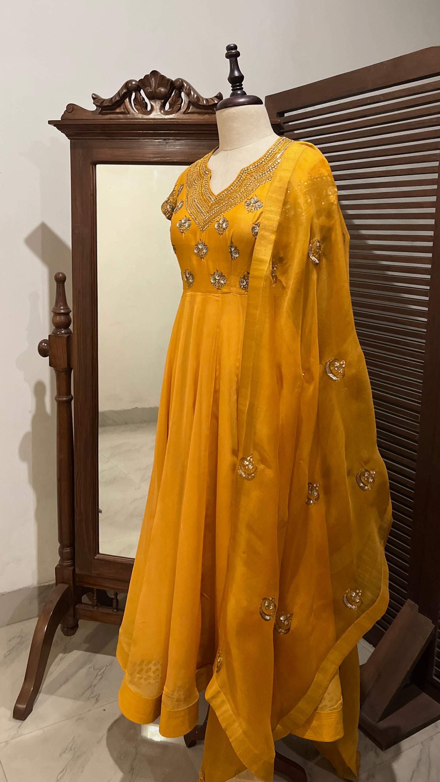 MUSTARD ANARKALI SET
