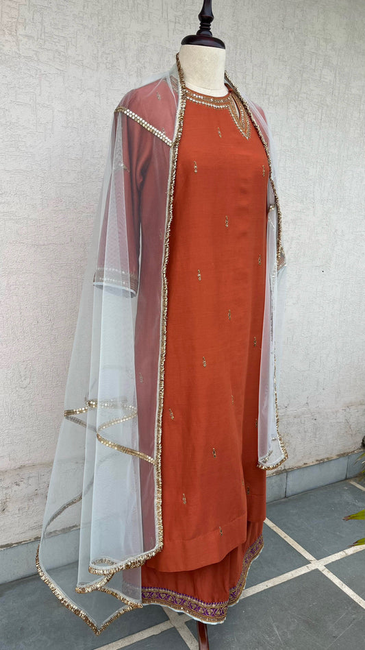 RUST STRAIGHT KURTA & PANTS SET