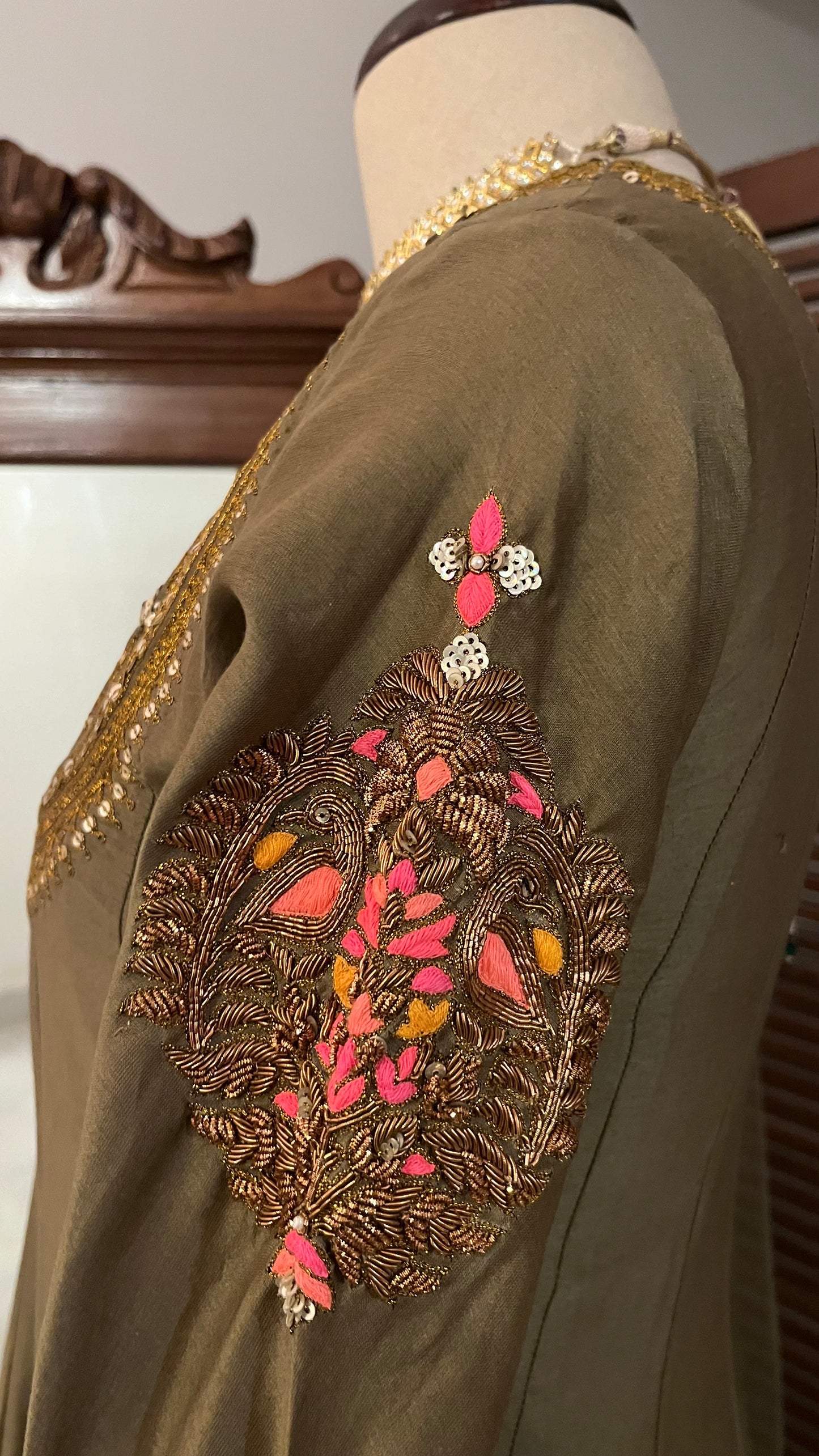 OLIVE KALIDAAR KURTA CHURIDAAR DUPATTA SET