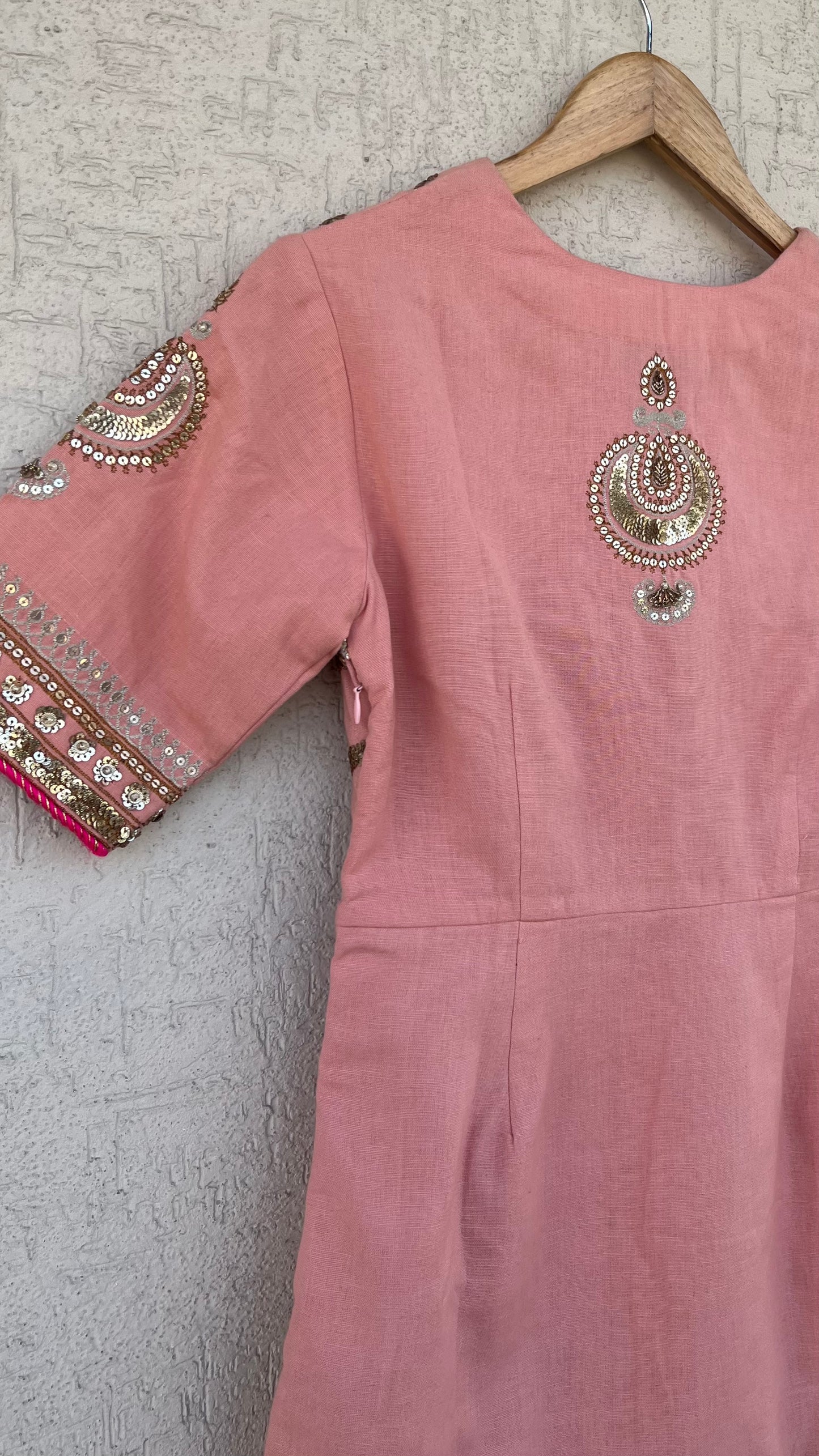 PEACH KURTA GHARARA AND DUPATTA SET